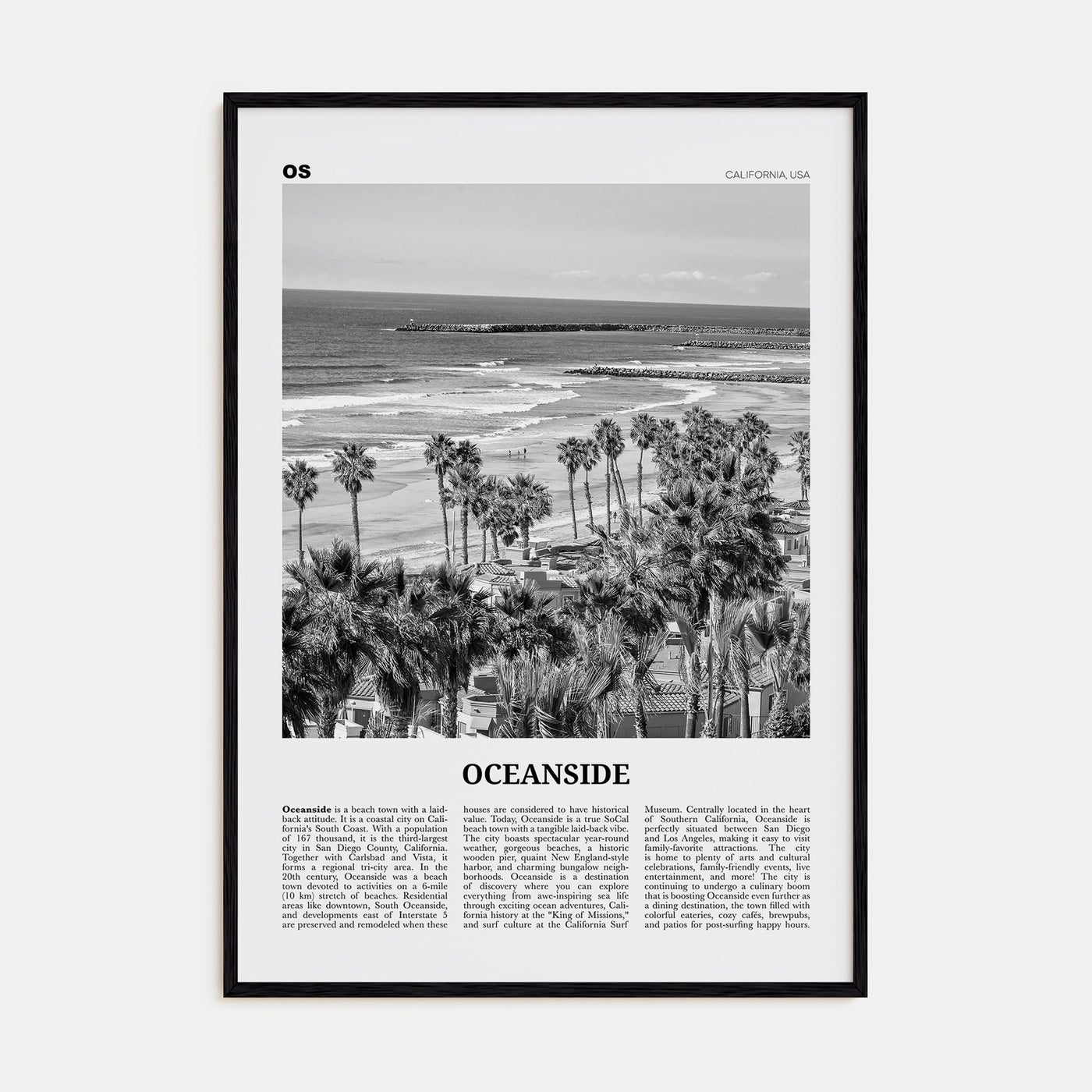 Oceanside Travel B&W No 1 Poster