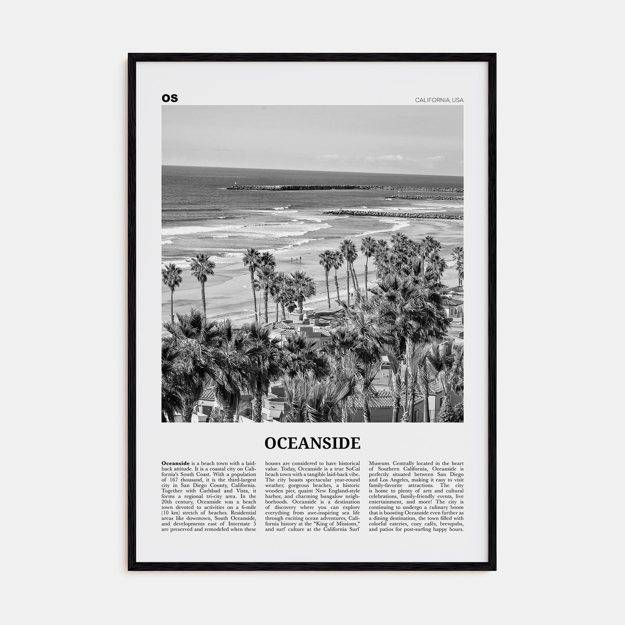 Oceanside Travel B&W No 1 Poster