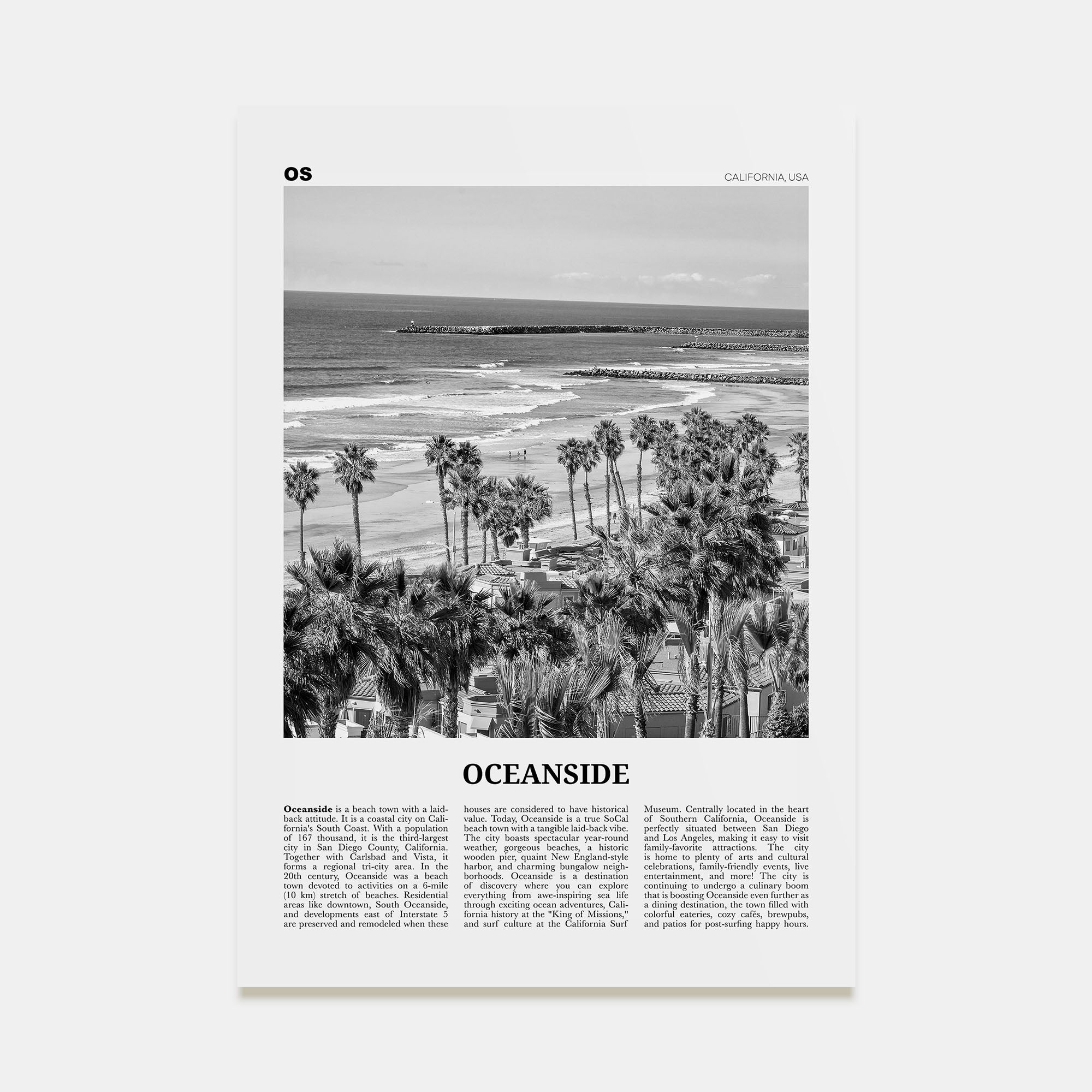 Oceanside Travel B&W No 1 Poster