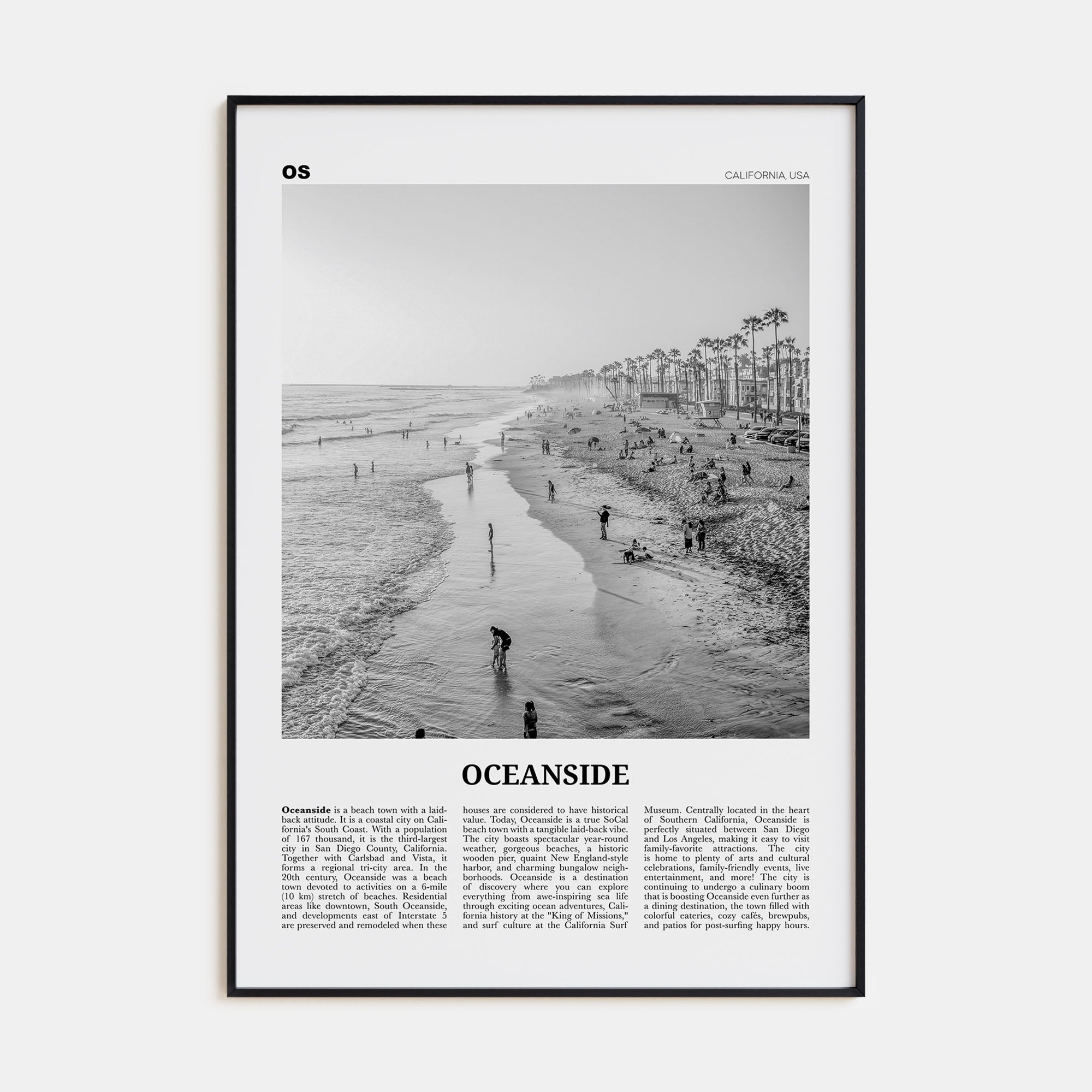 Oceanside Travel B&W No 2 Poster