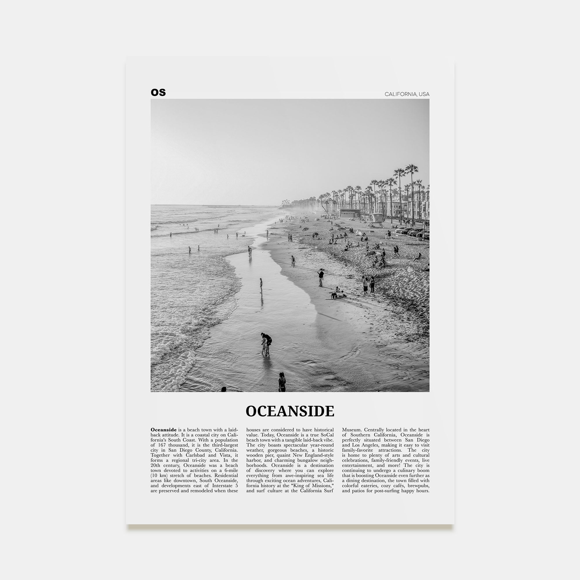 Oceanside Travel B&W No 2 Poster