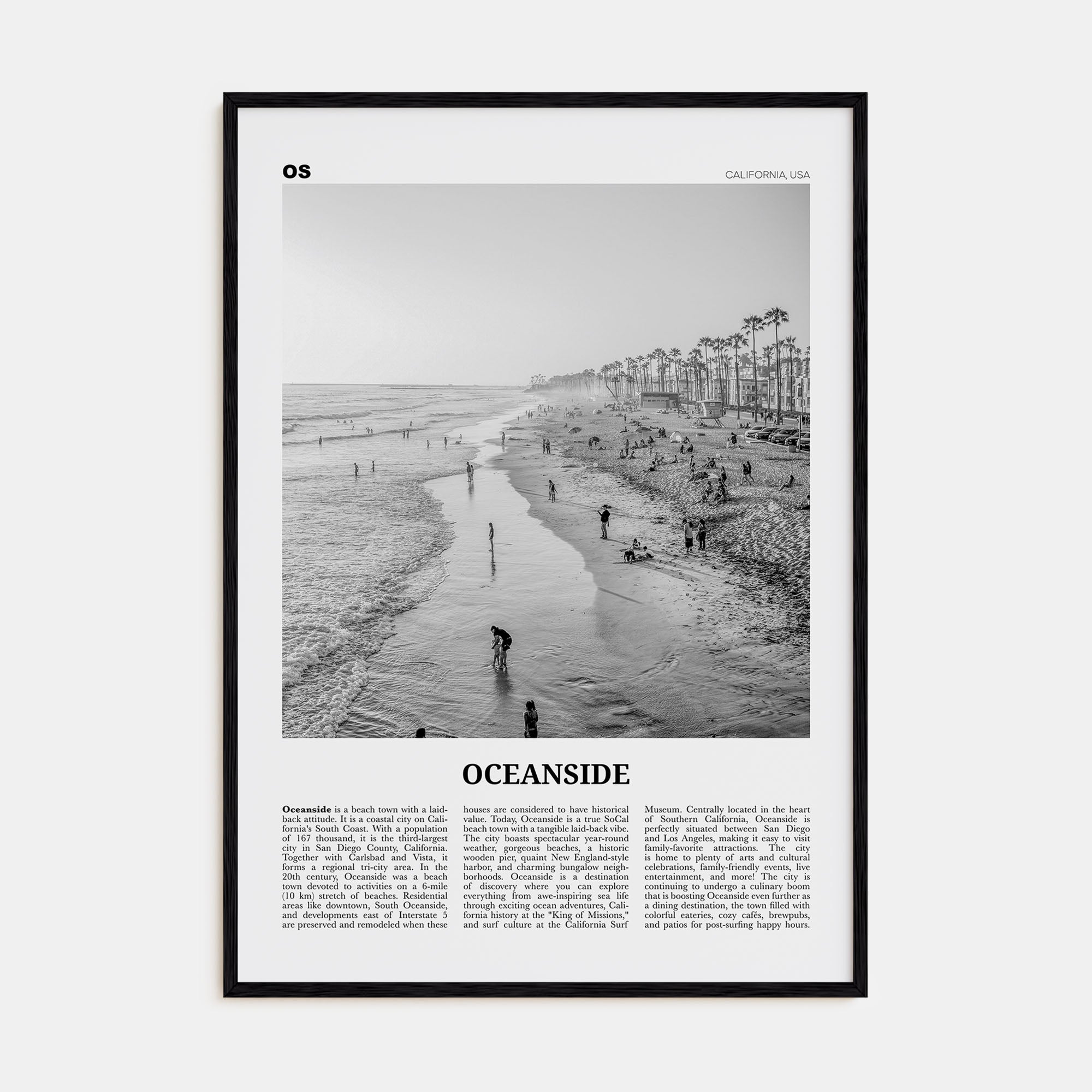 Oceanside Travel B&W No 2 Poster