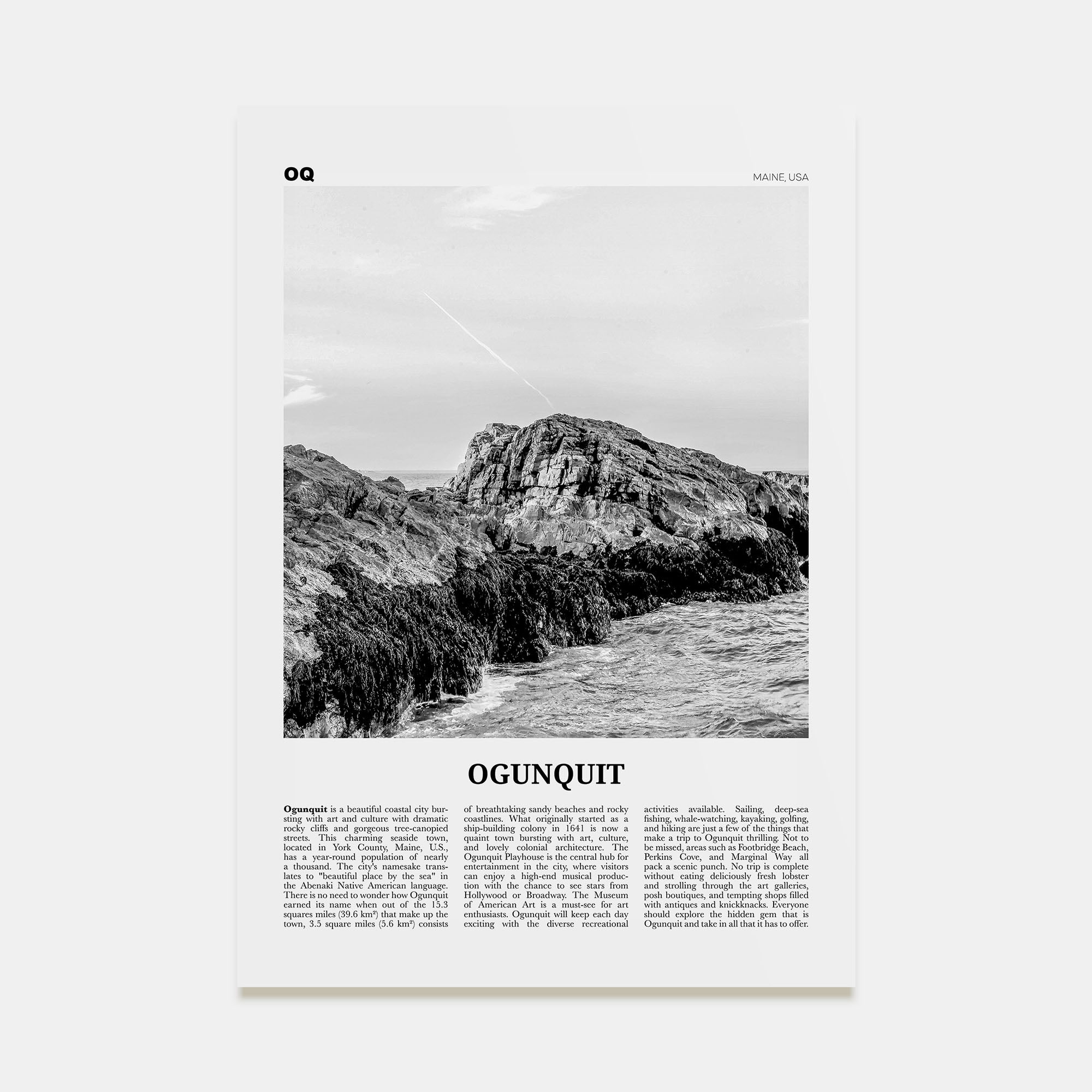 Ogunquit Travel B&W Poster