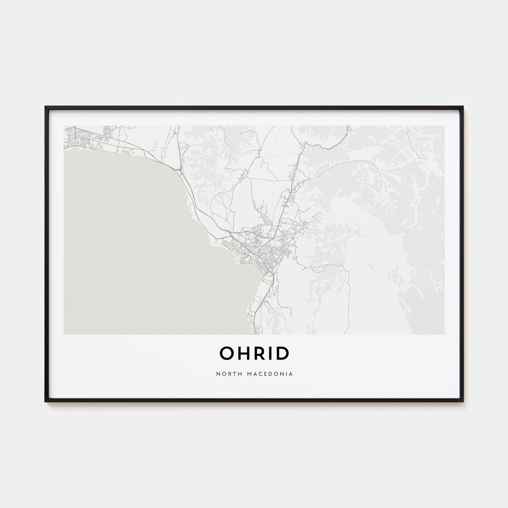 Ohrid Map Landscape Poster