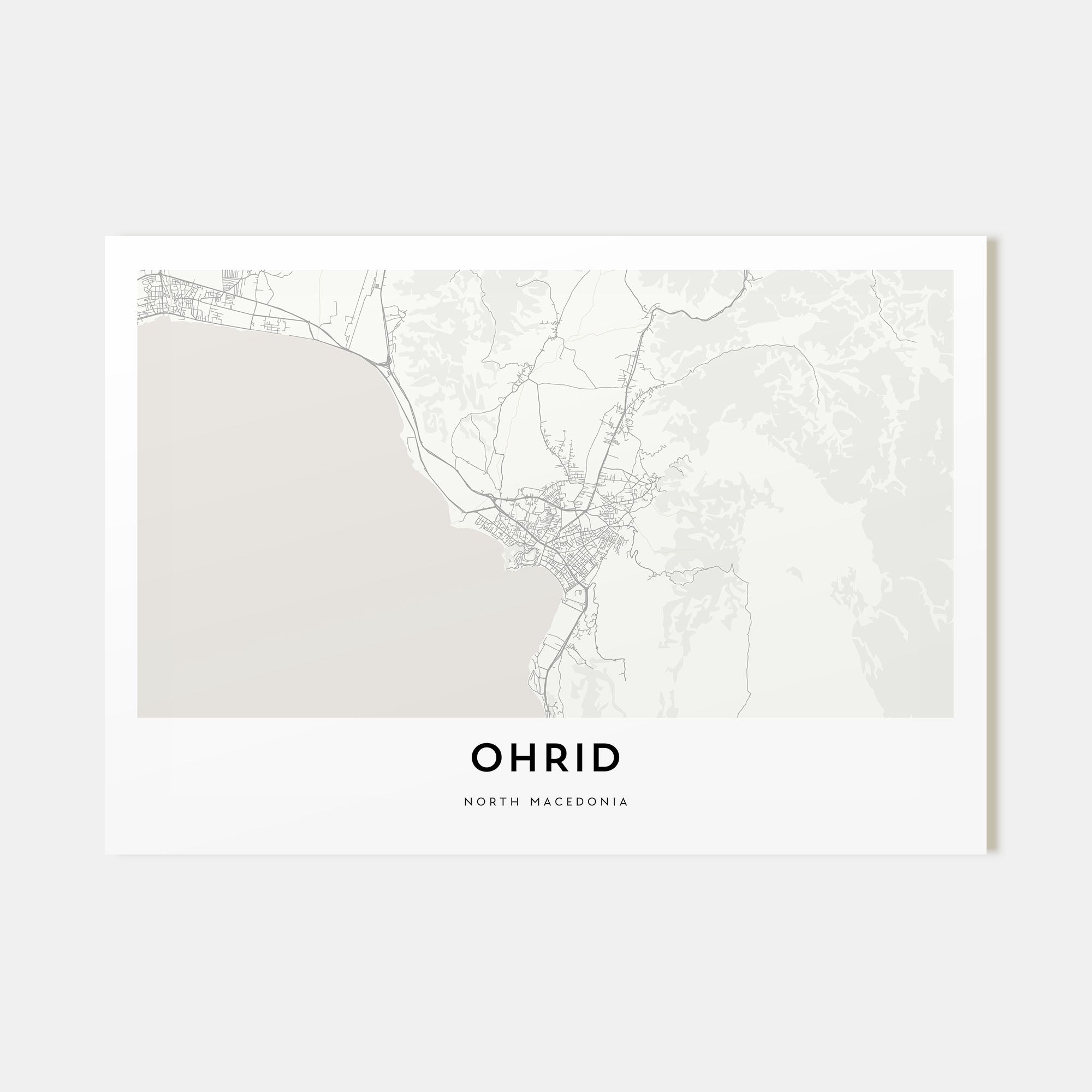 Ohrid Map Landscape Poster