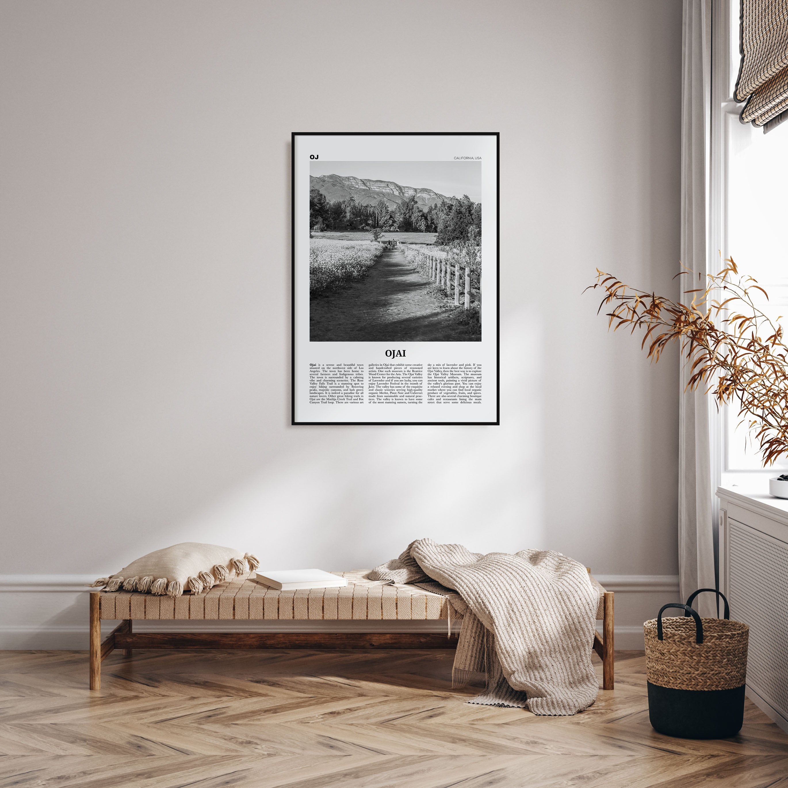 Ojai Travel B&W Poster