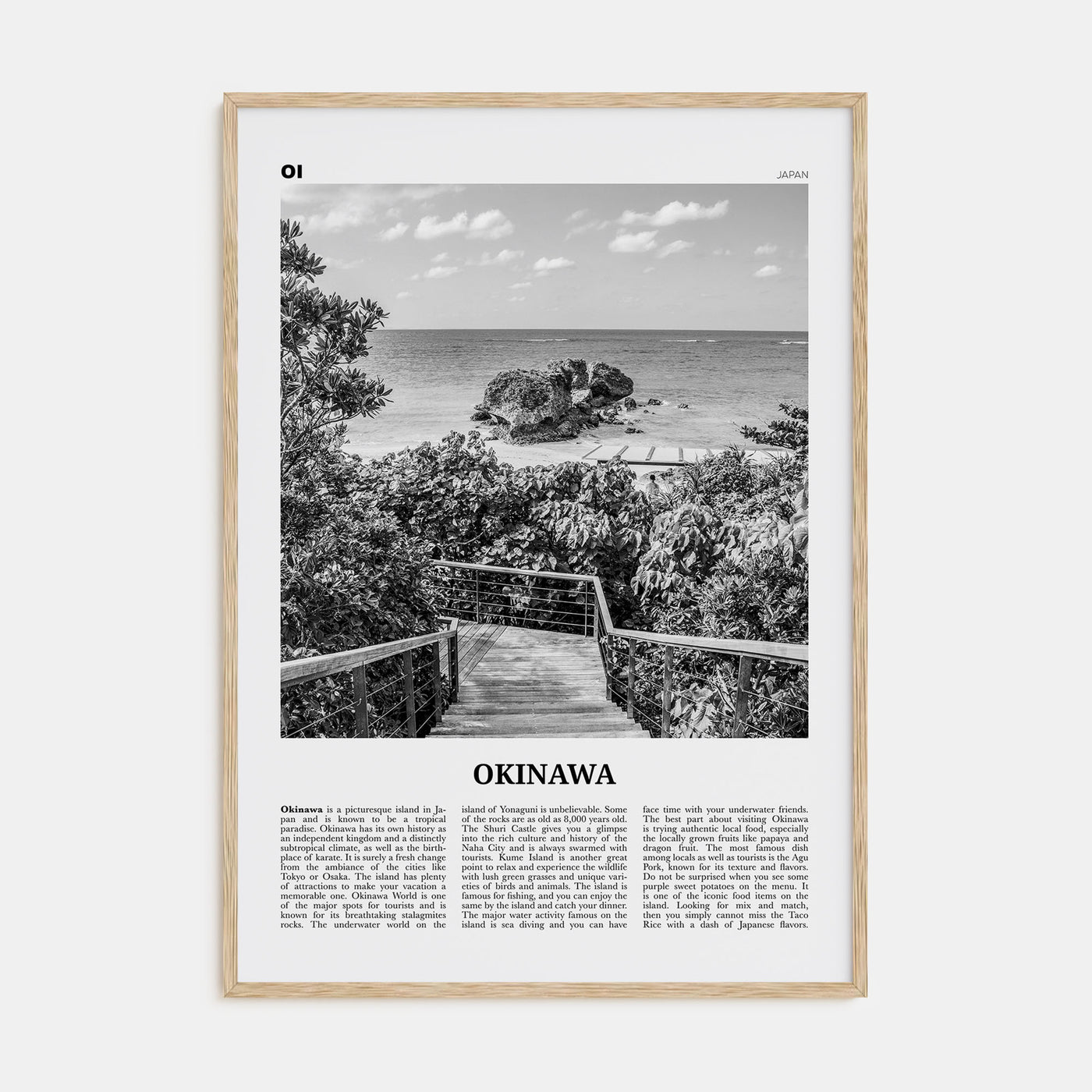 Okinawa Travel B&W Poster