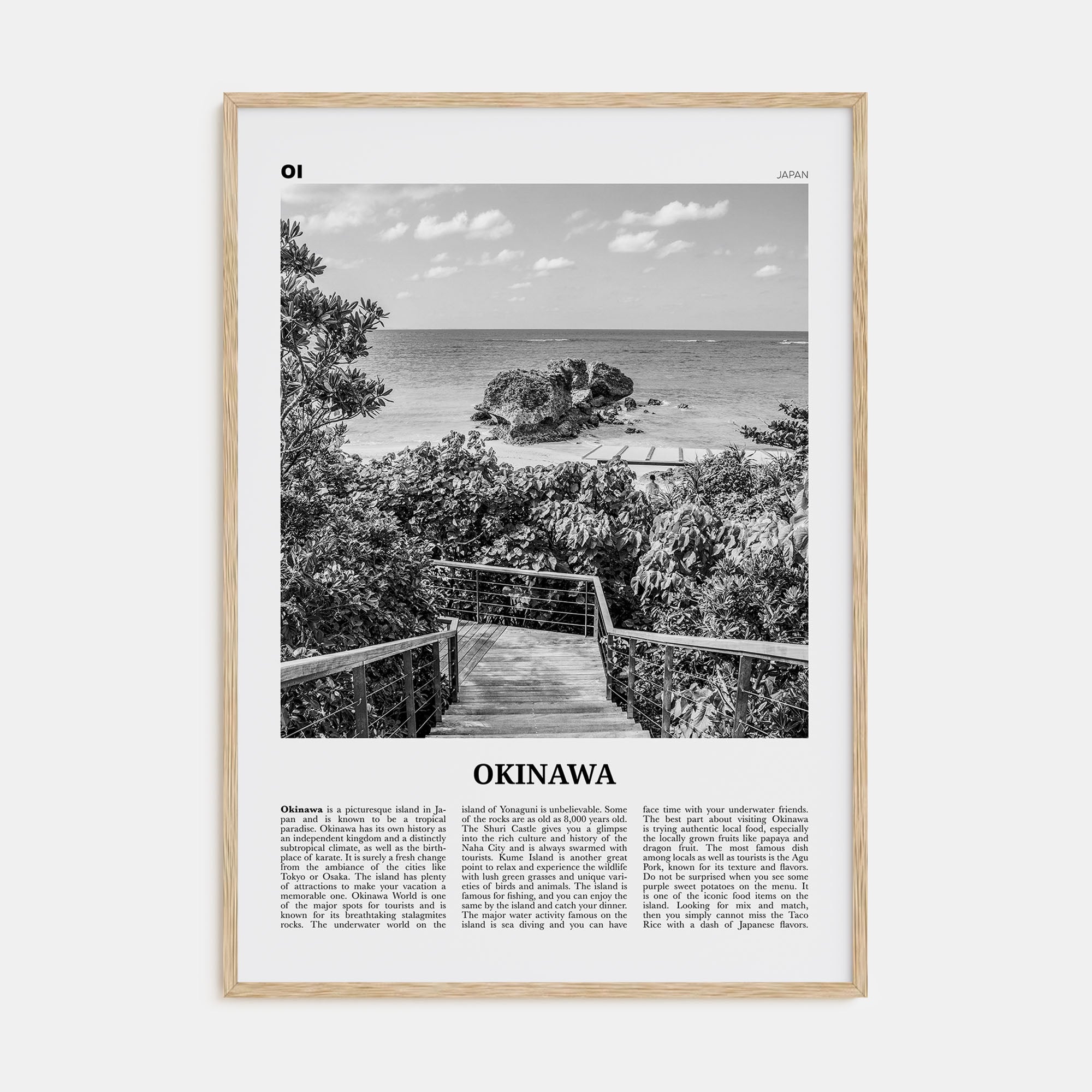 Okinawa Travel B&W Poster