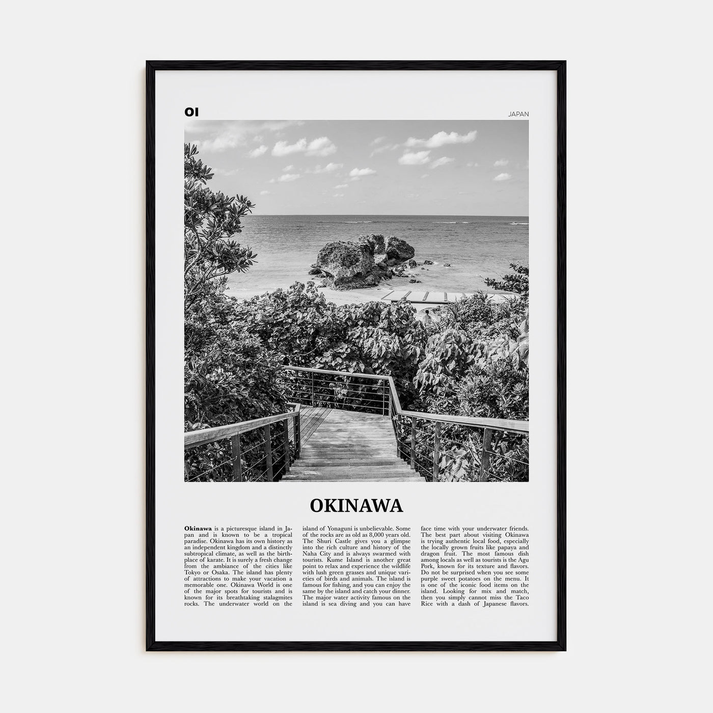 Okinawa Travel B&W Poster