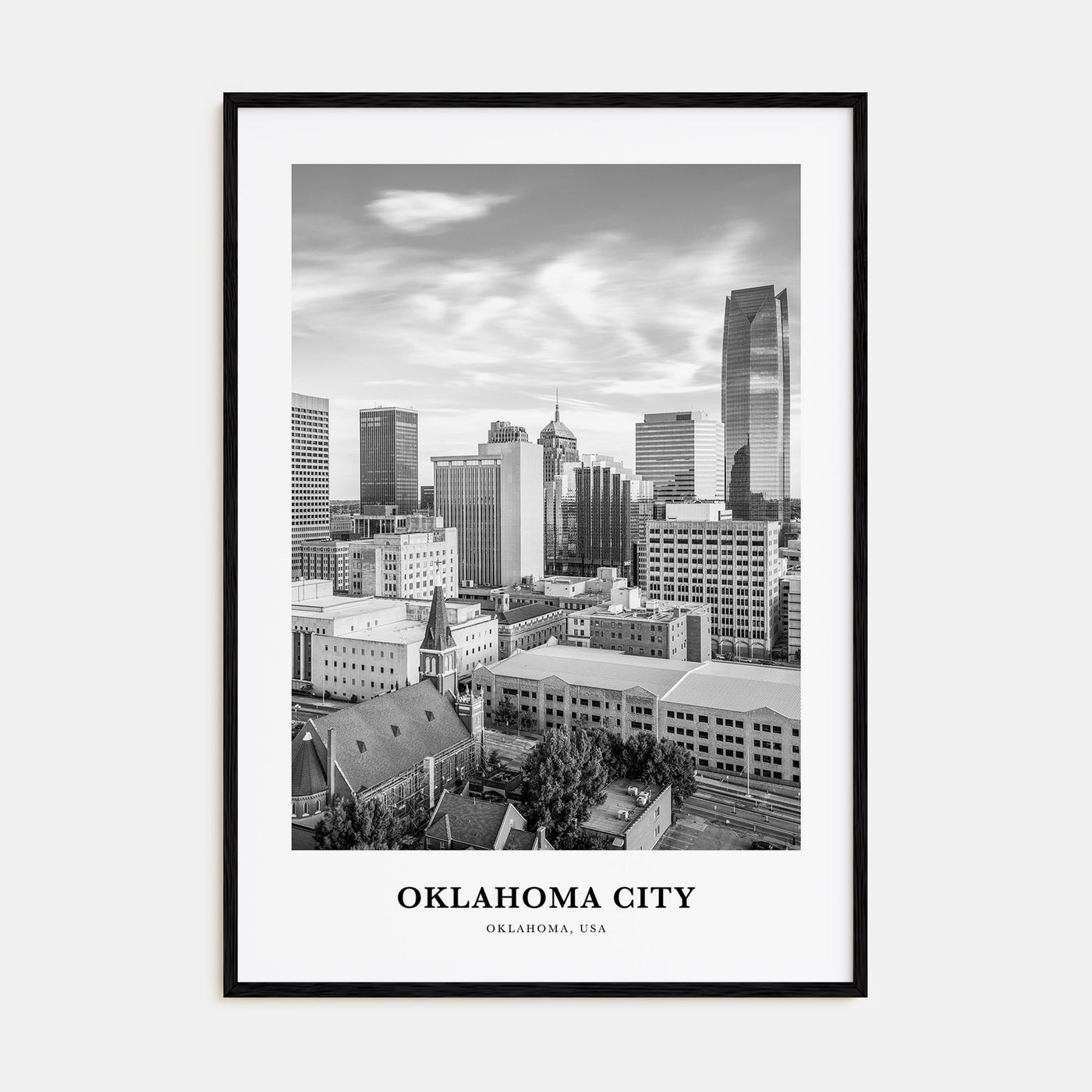 Oklahoma City Portrait B&W No 1 Poster