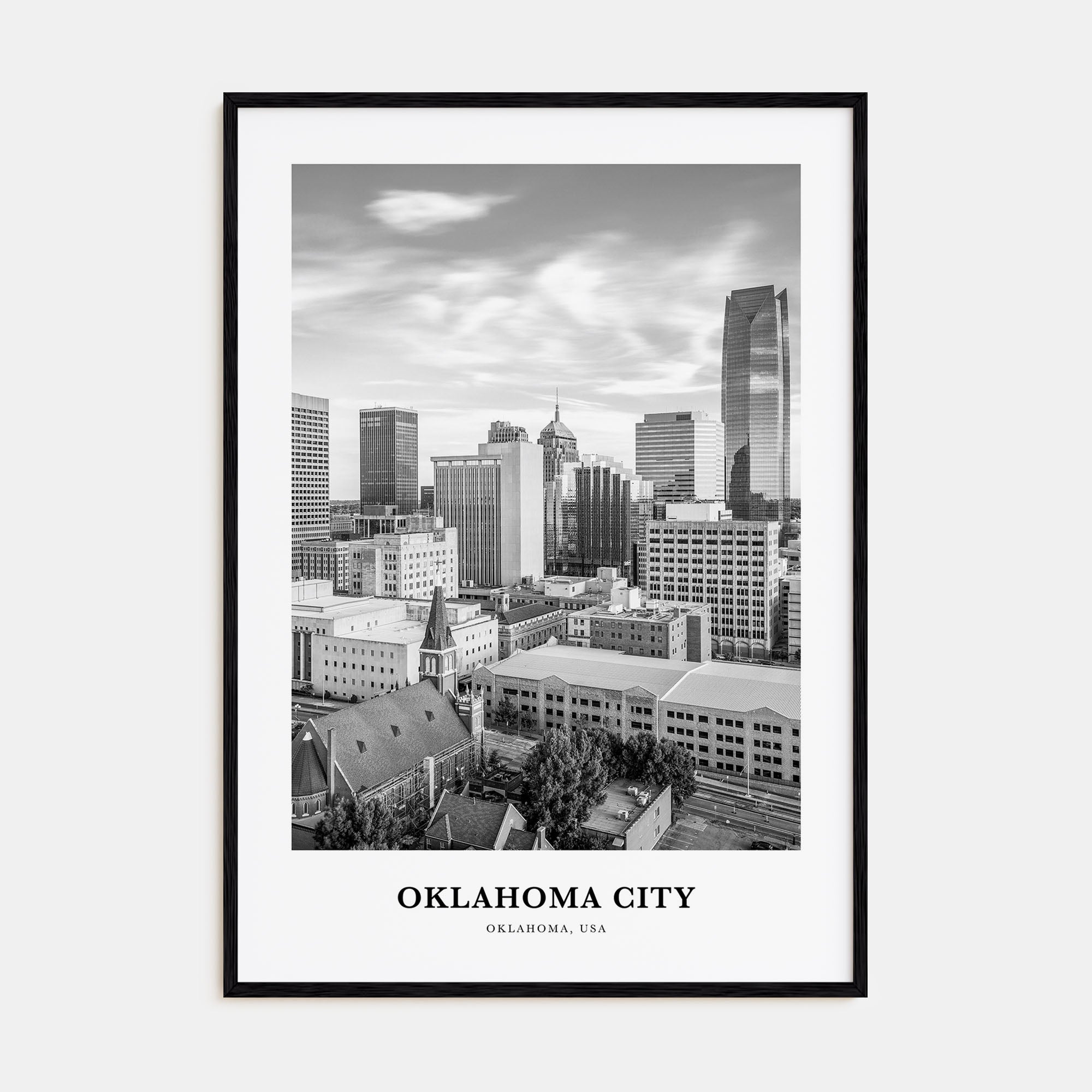 Oklahoma City Portrait B&W No 1 Poster