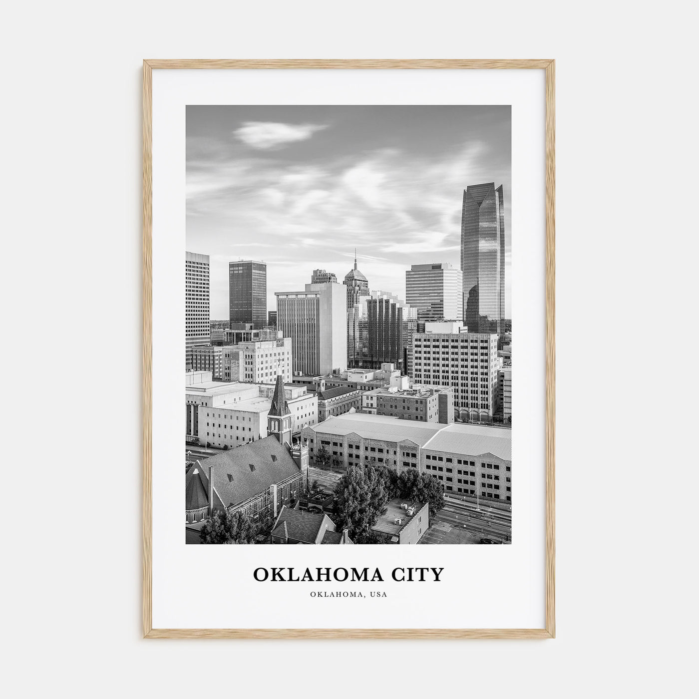Oklahoma City Portrait B&W No 1 Poster