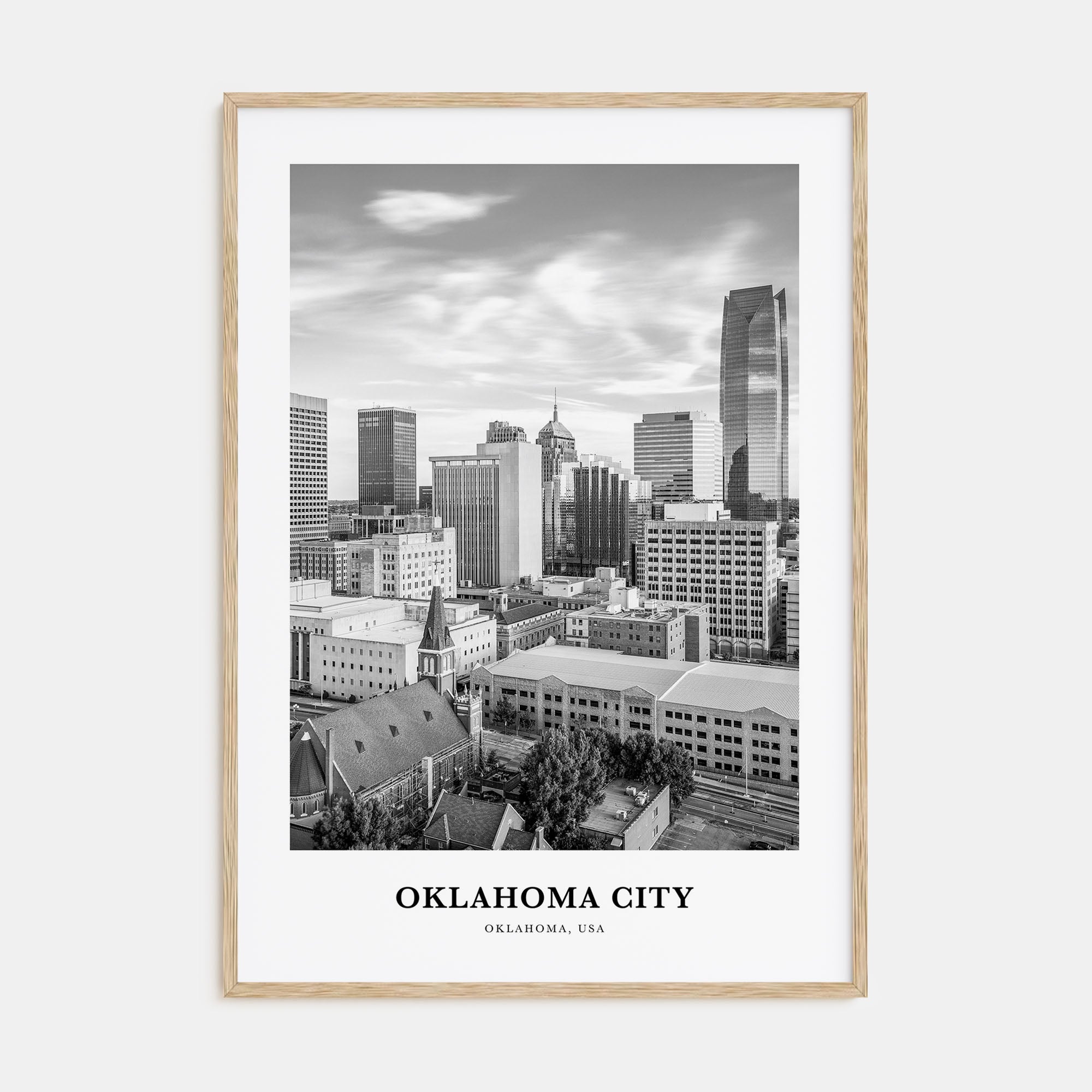 Oklahoma City Portrait B&W No 1 Poster