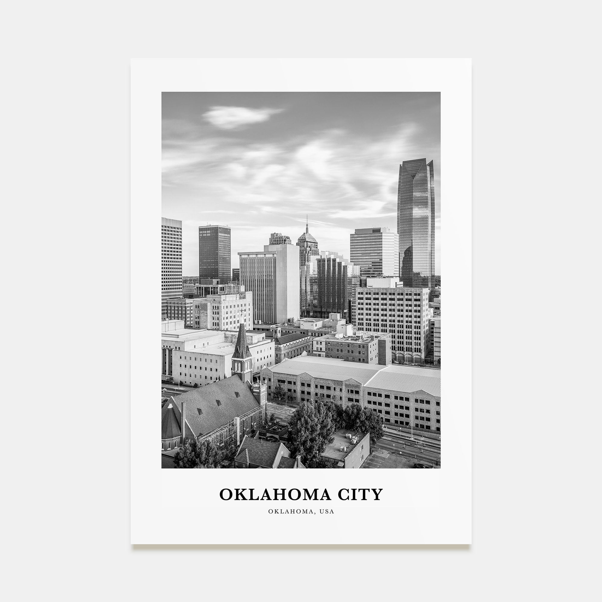 Oklahoma City Portrait B&W No 1 Poster