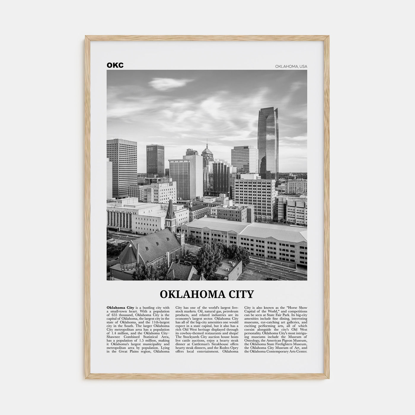 Oklahoma City Travel B&W No 1 Poster