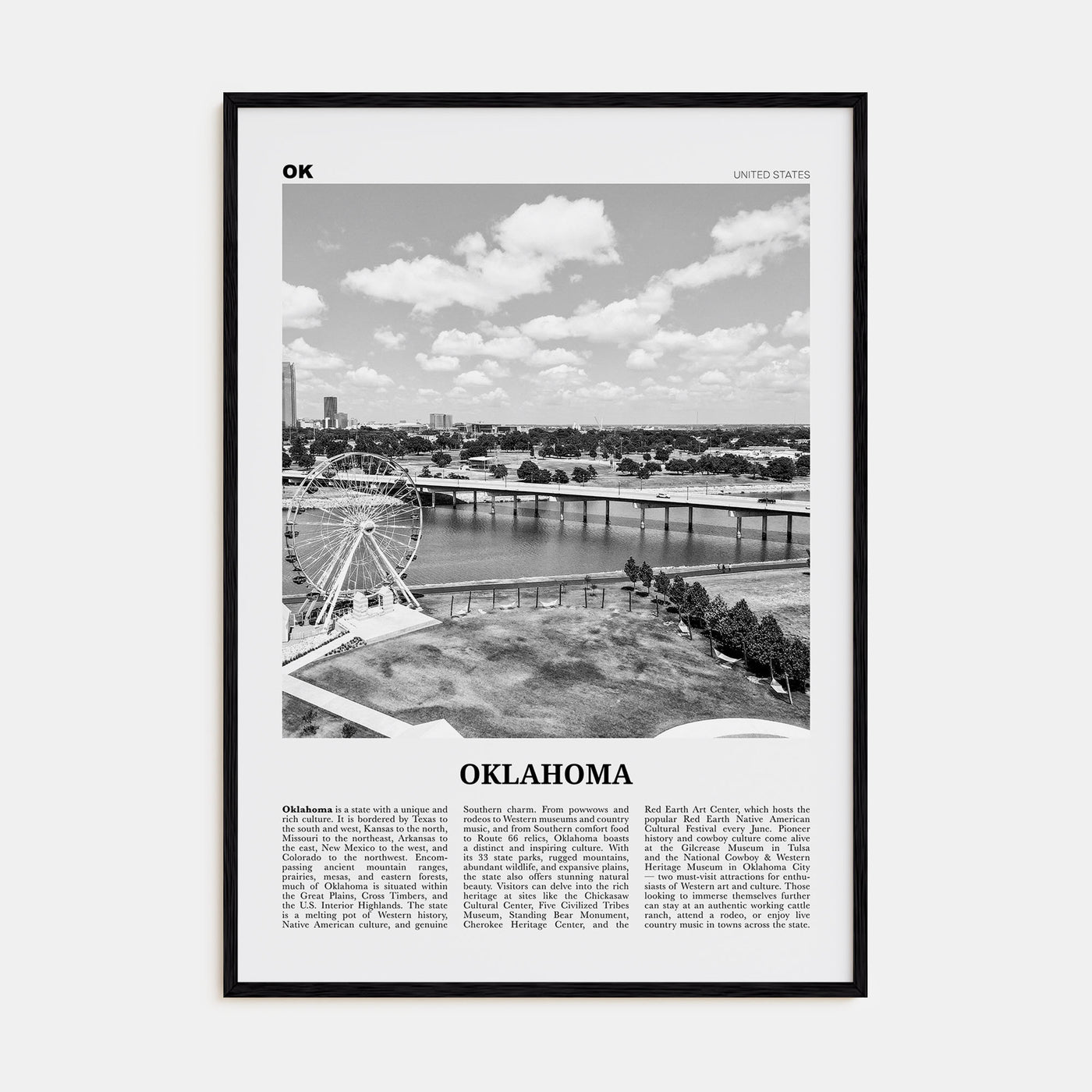 Oklahoma Travel B&W No 1 Poster