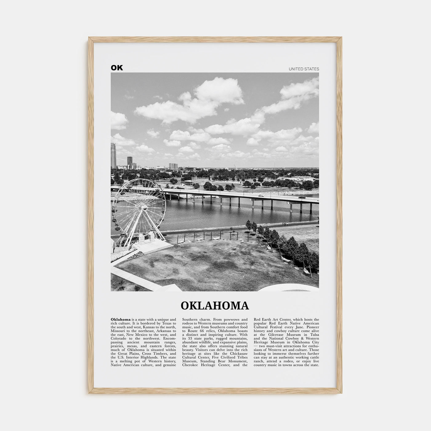 Oklahoma Travel B&W No 1 Poster