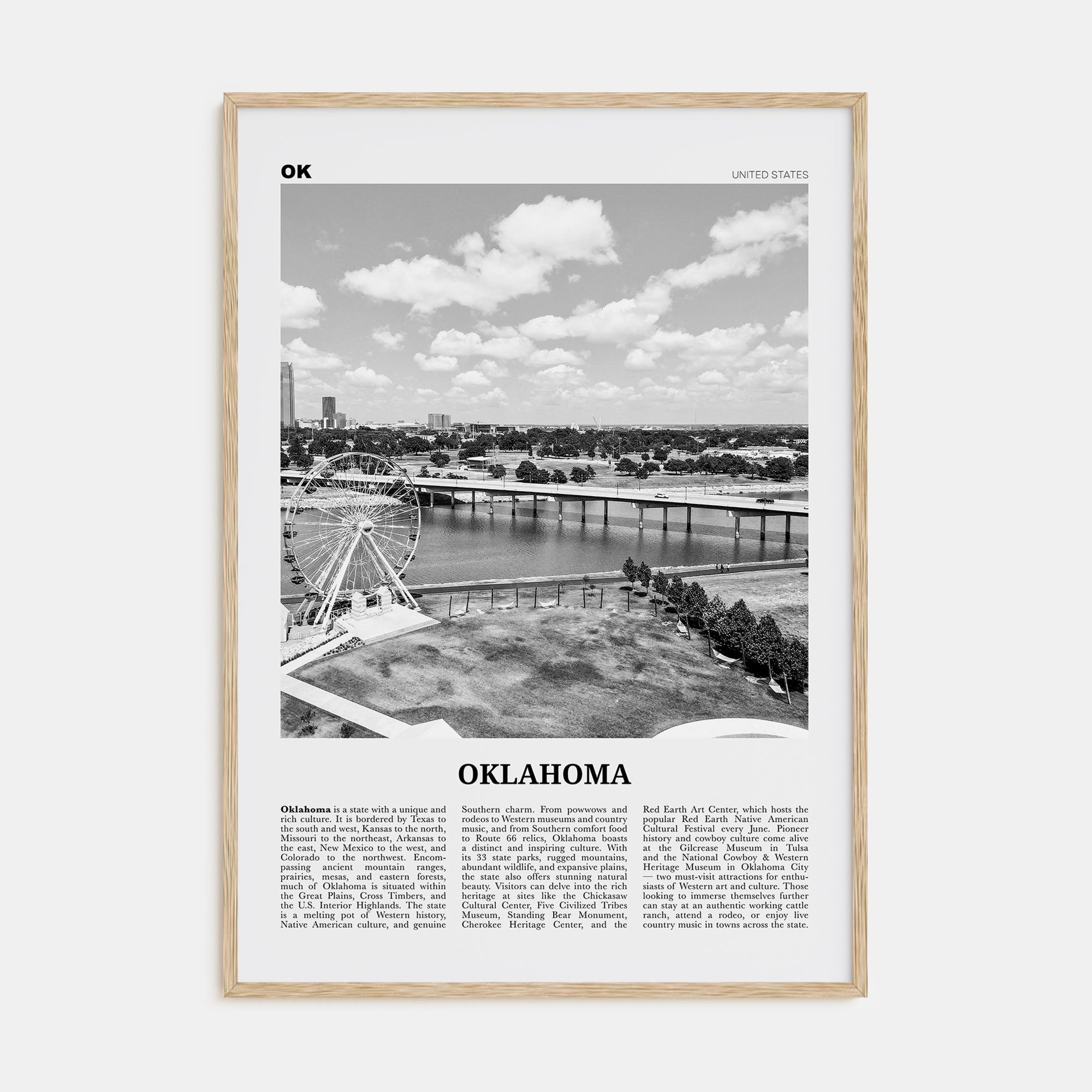 Oklahoma Travel B&W No 1 Poster