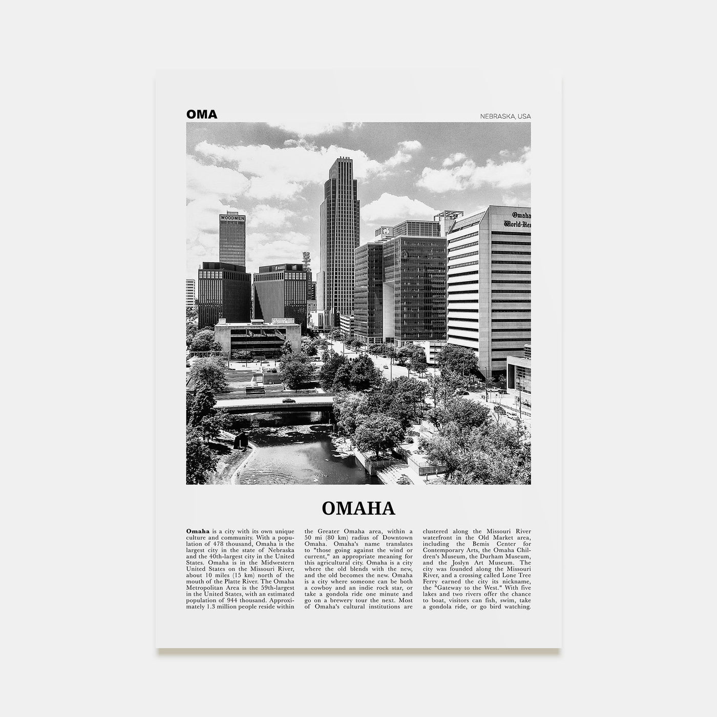 Omaha Travel B&W No 1 Poster