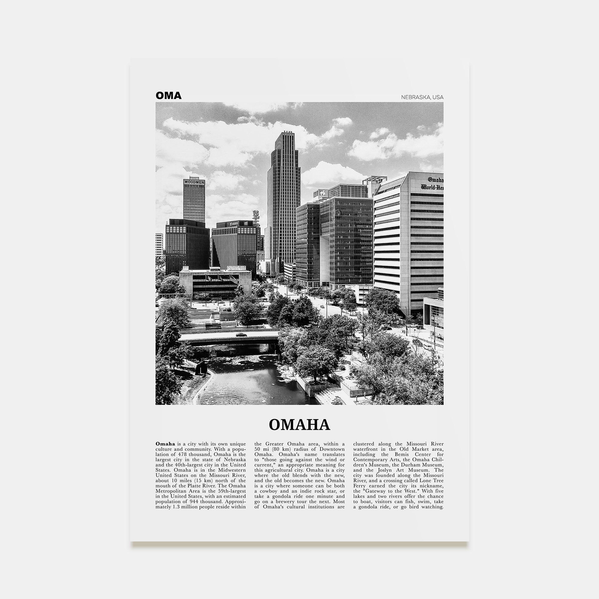 Omaha Travel B&W No 1 Poster