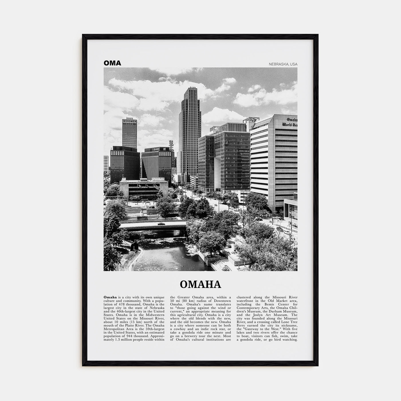Omaha Travel B&W No 1 Poster