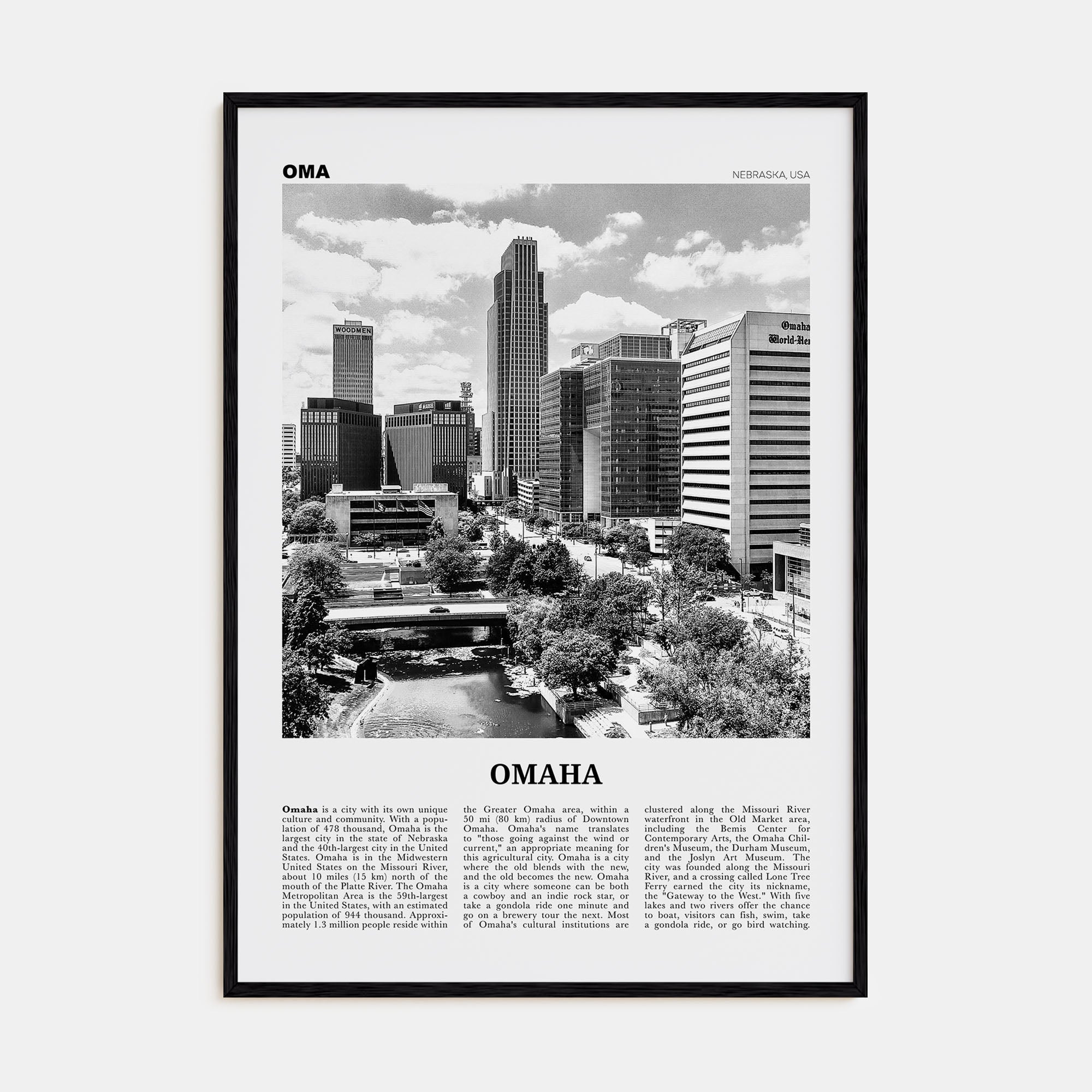Omaha Travel B&W No 1 Poster