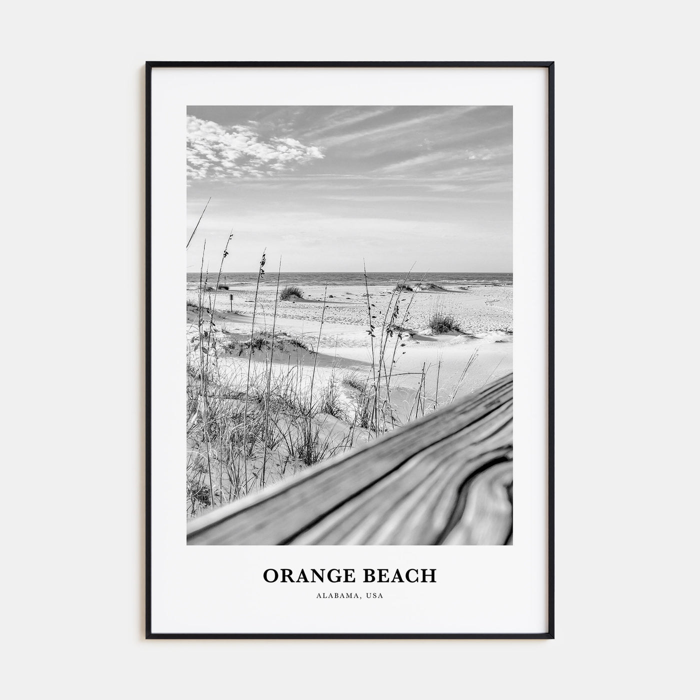 Orange Beach Portrait B&W Poster