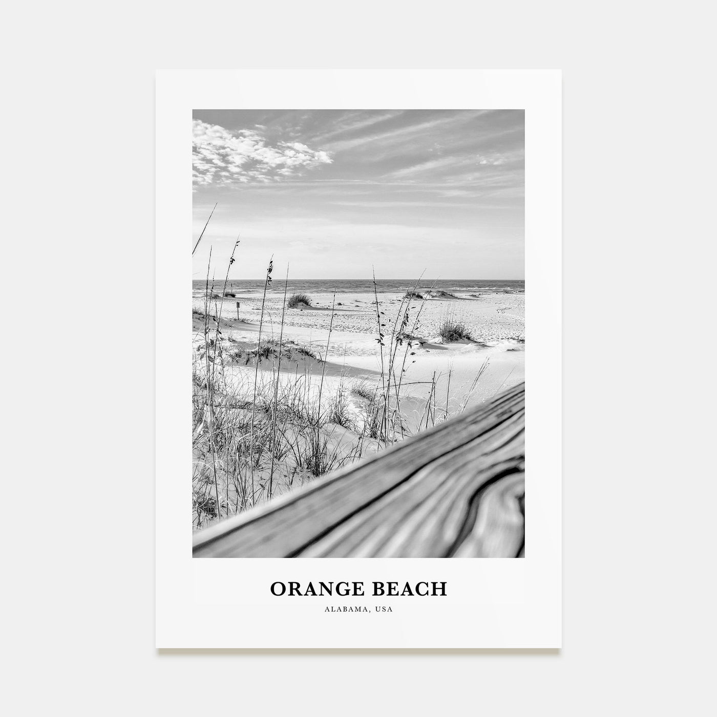 Orange Beach Portrait B&W Poster