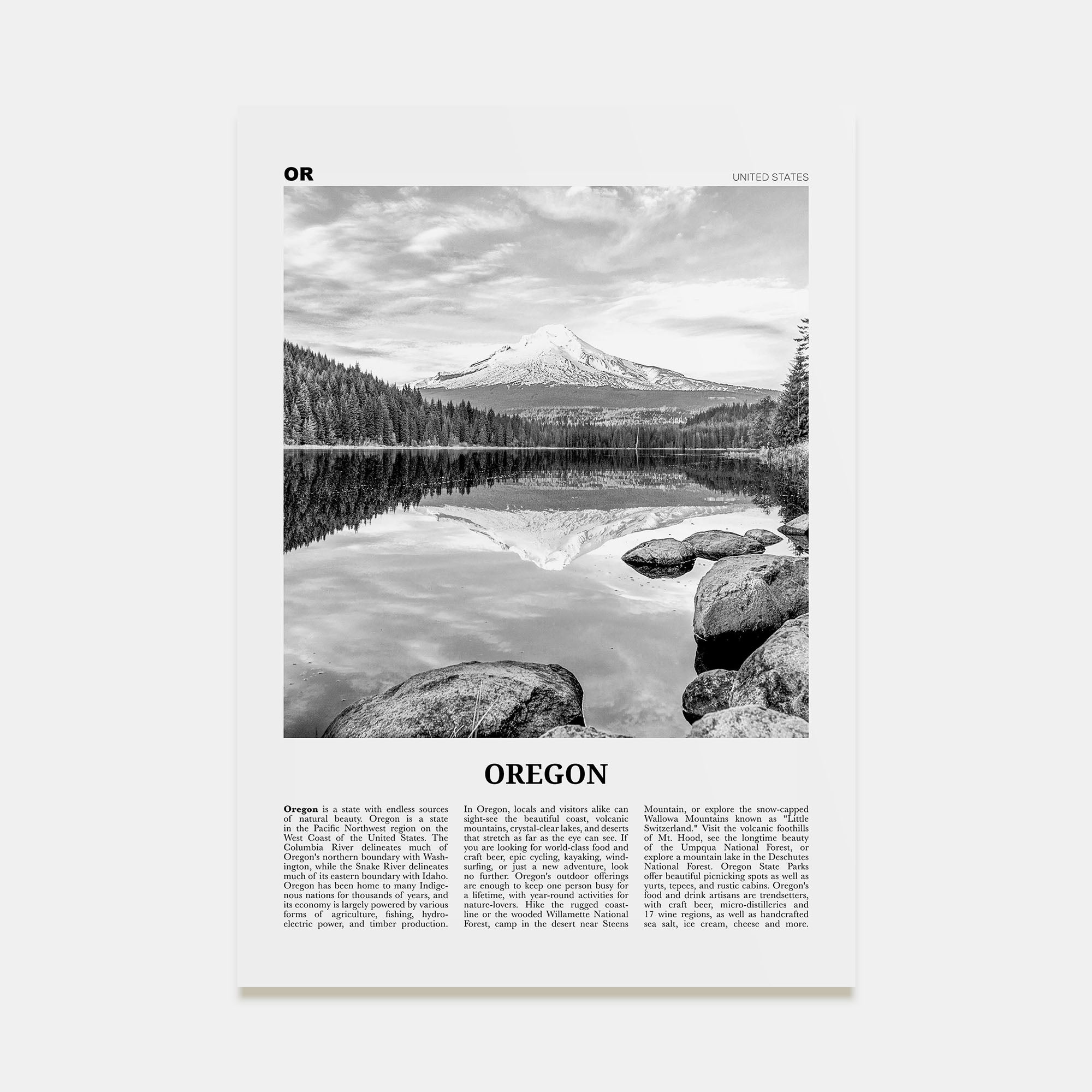 Oregon Travel B&W No 2 Poster