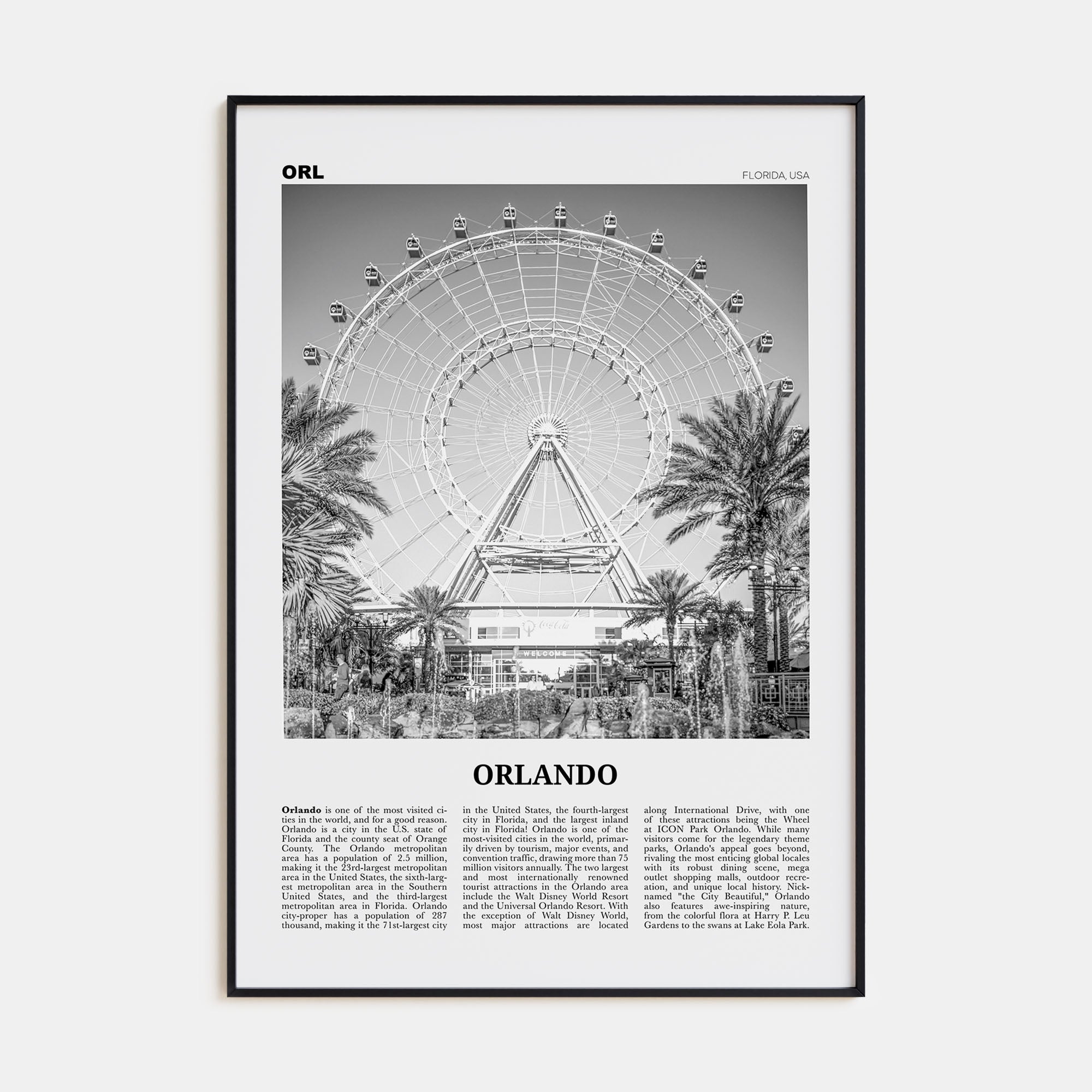 Orlando Travel B&W No 2 Poster