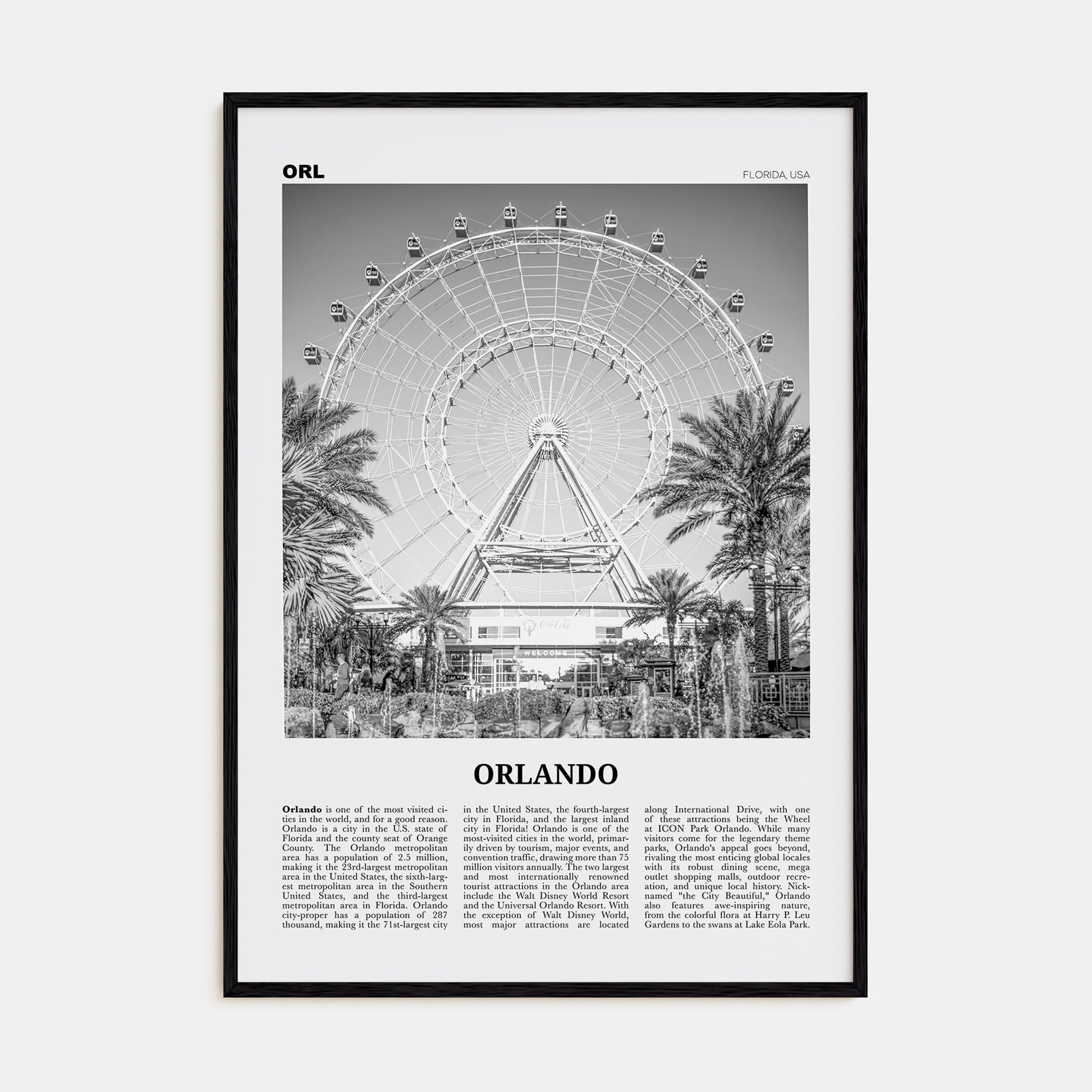 Orlando Travel B&W No 2 Poster