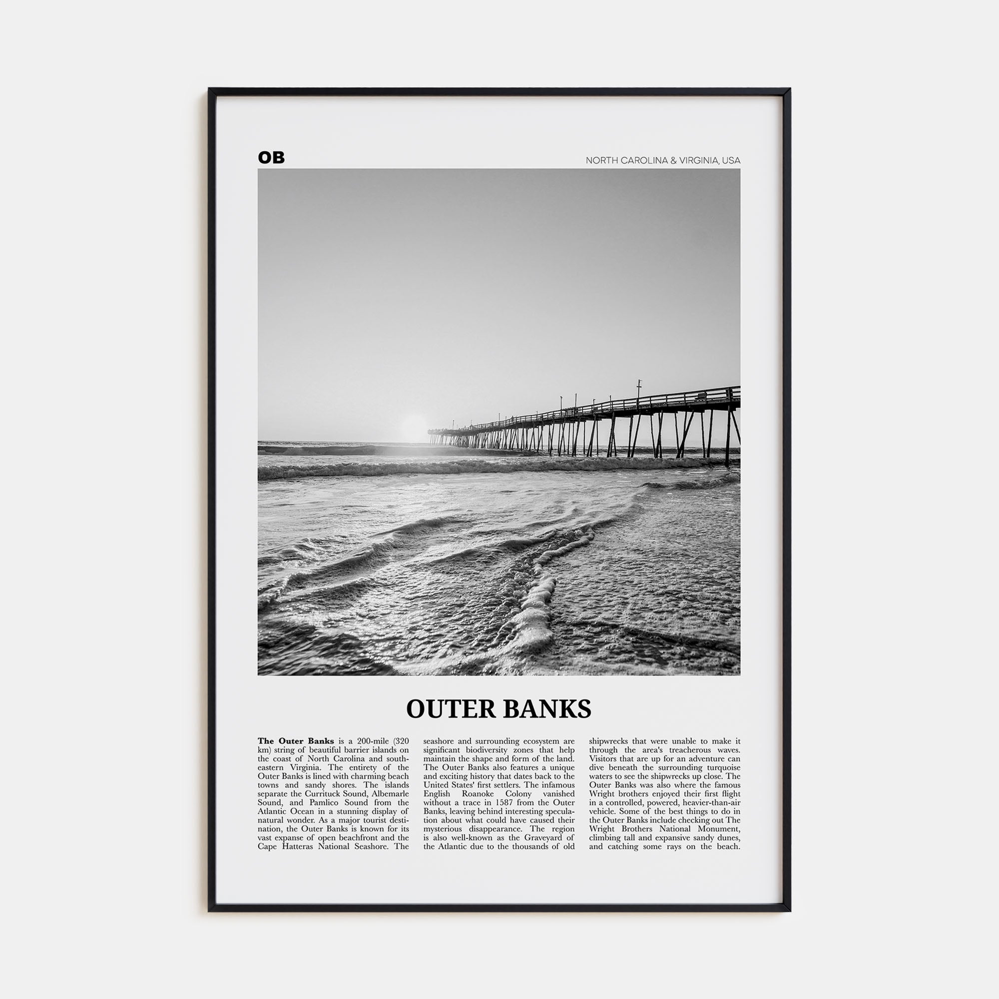 Outer Banks Travel B&W Poster