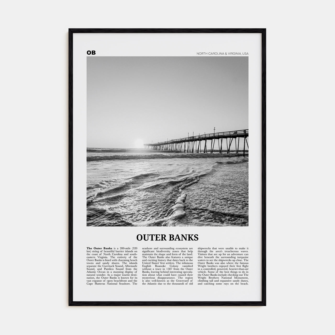 Outer Banks Travel B&W Poster