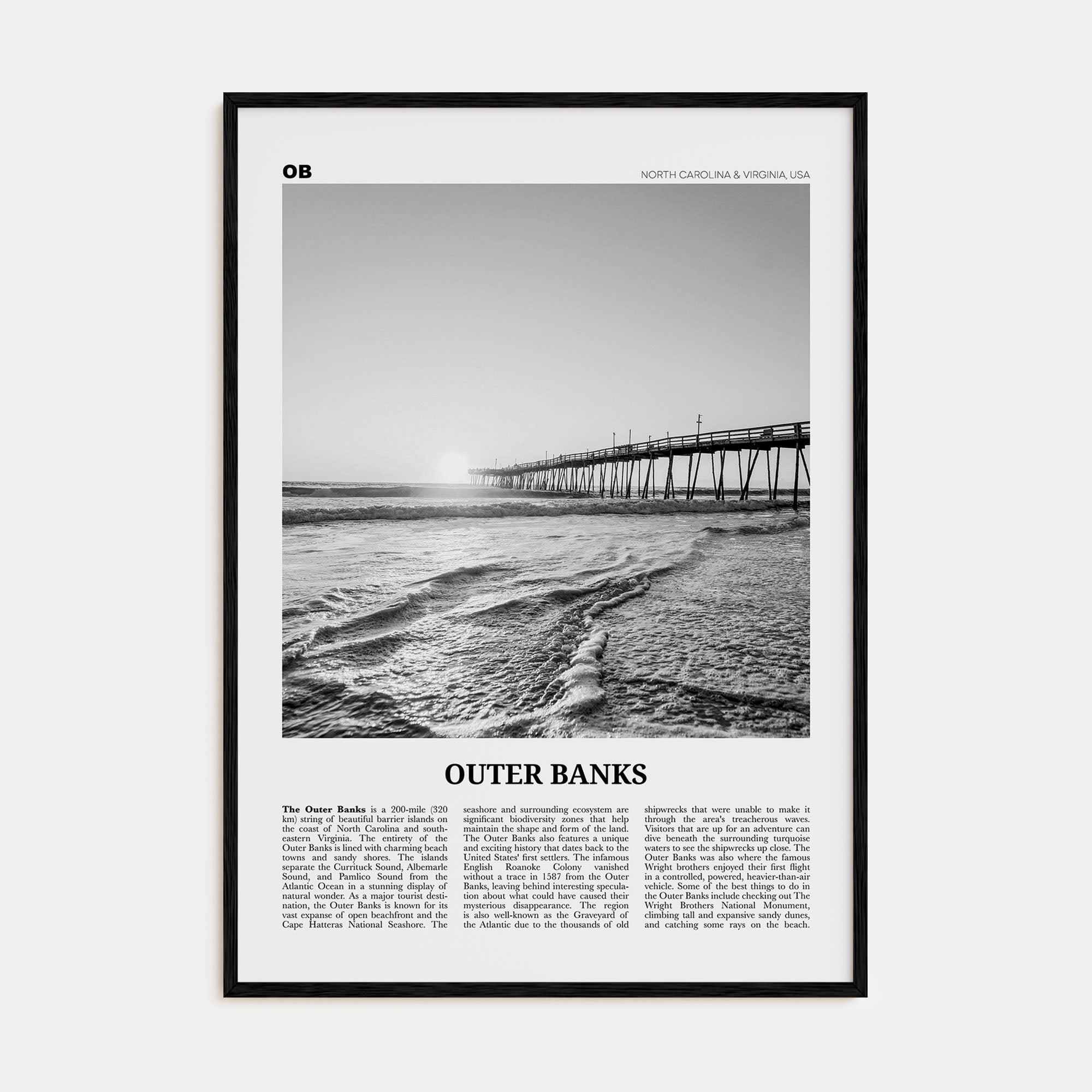 Outer Banks Travel B&W Poster
