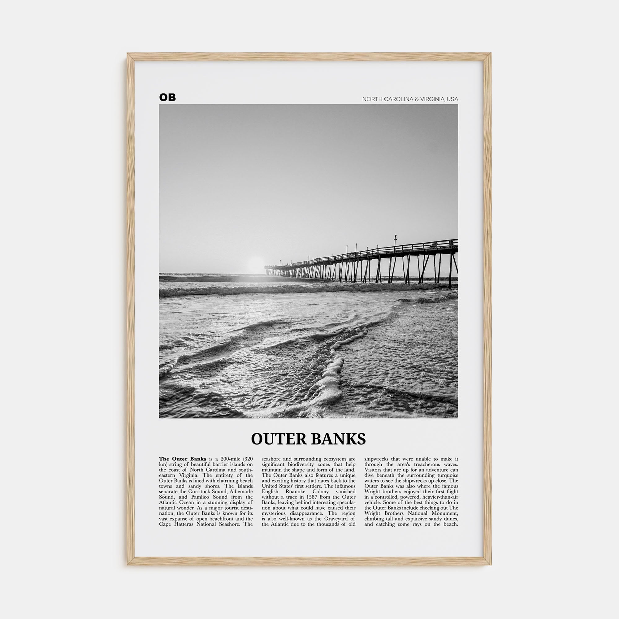 Outer Banks Travel B&W Poster