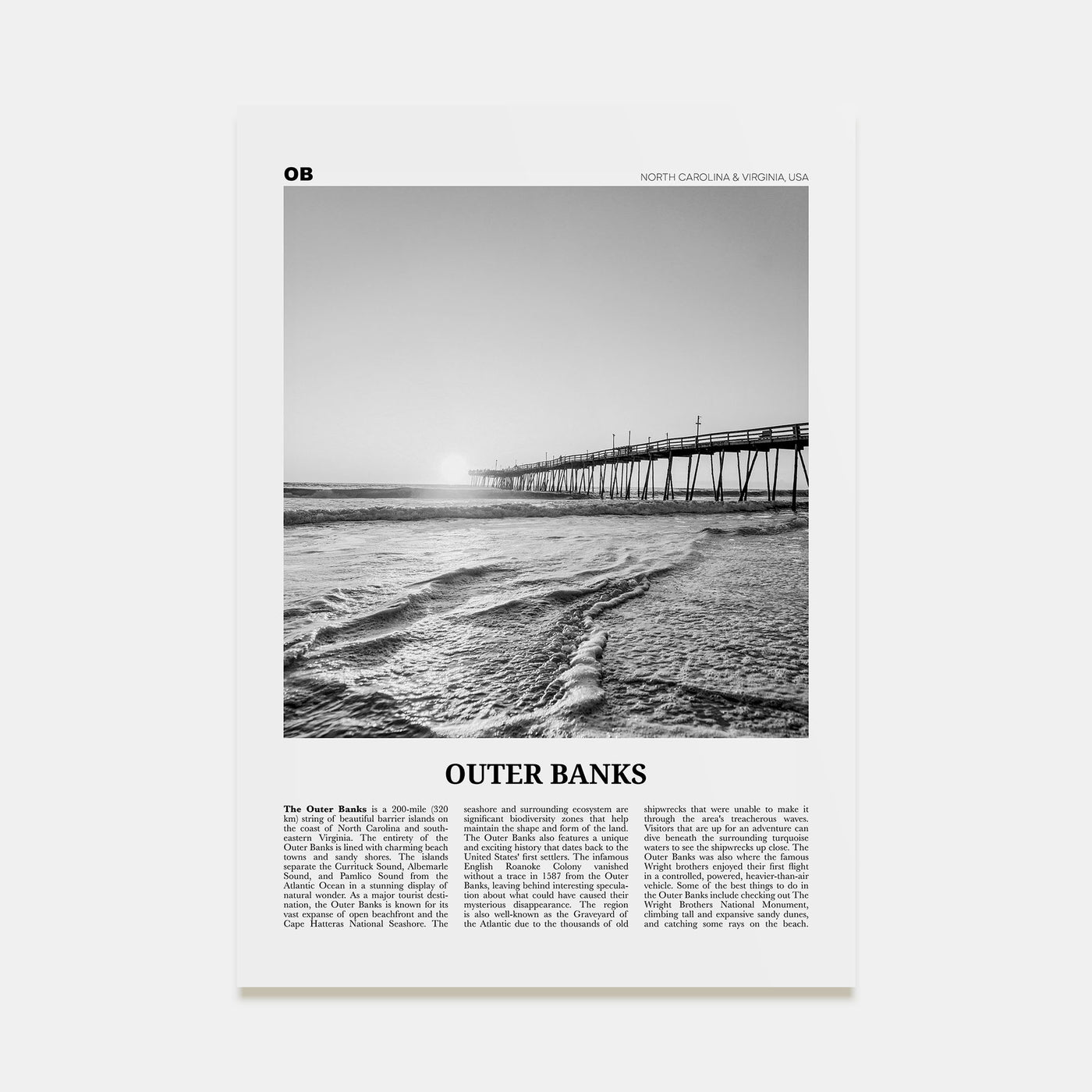 Outer Banks Travel B&W Poster