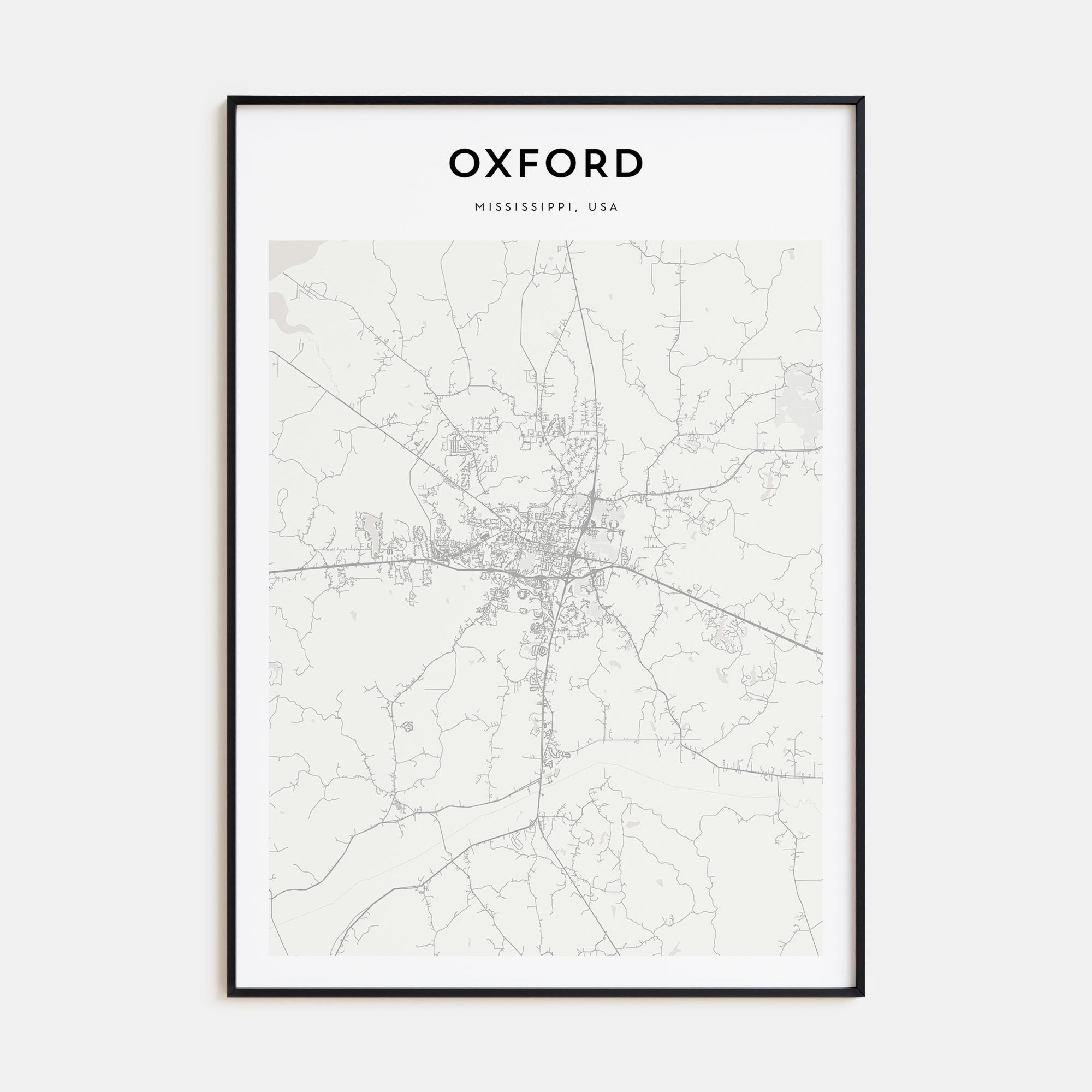 Oxford, Mississippi Map Portrait Poster