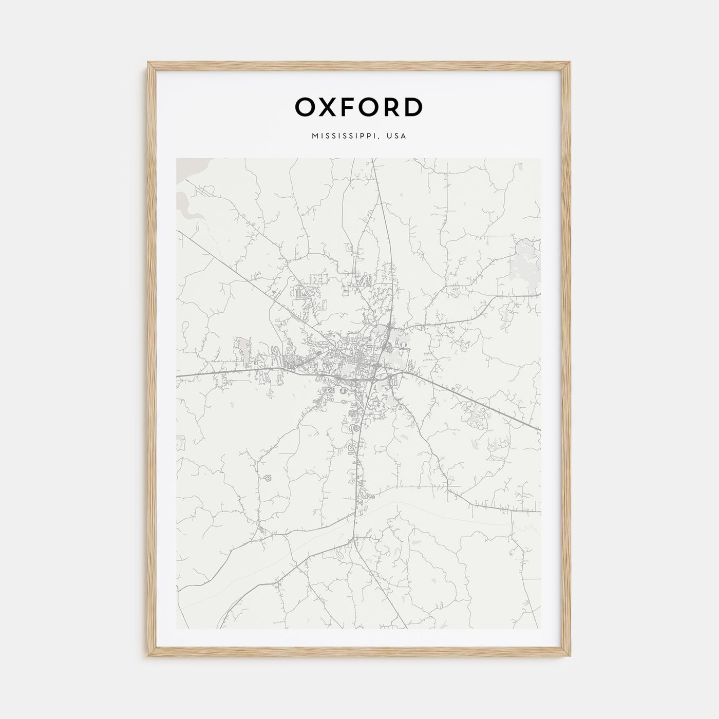 Oxford, Mississippi Map Portrait Poster
