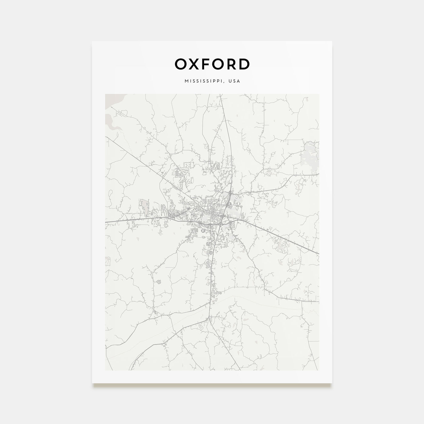 Oxford, Mississippi Map Portrait Poster