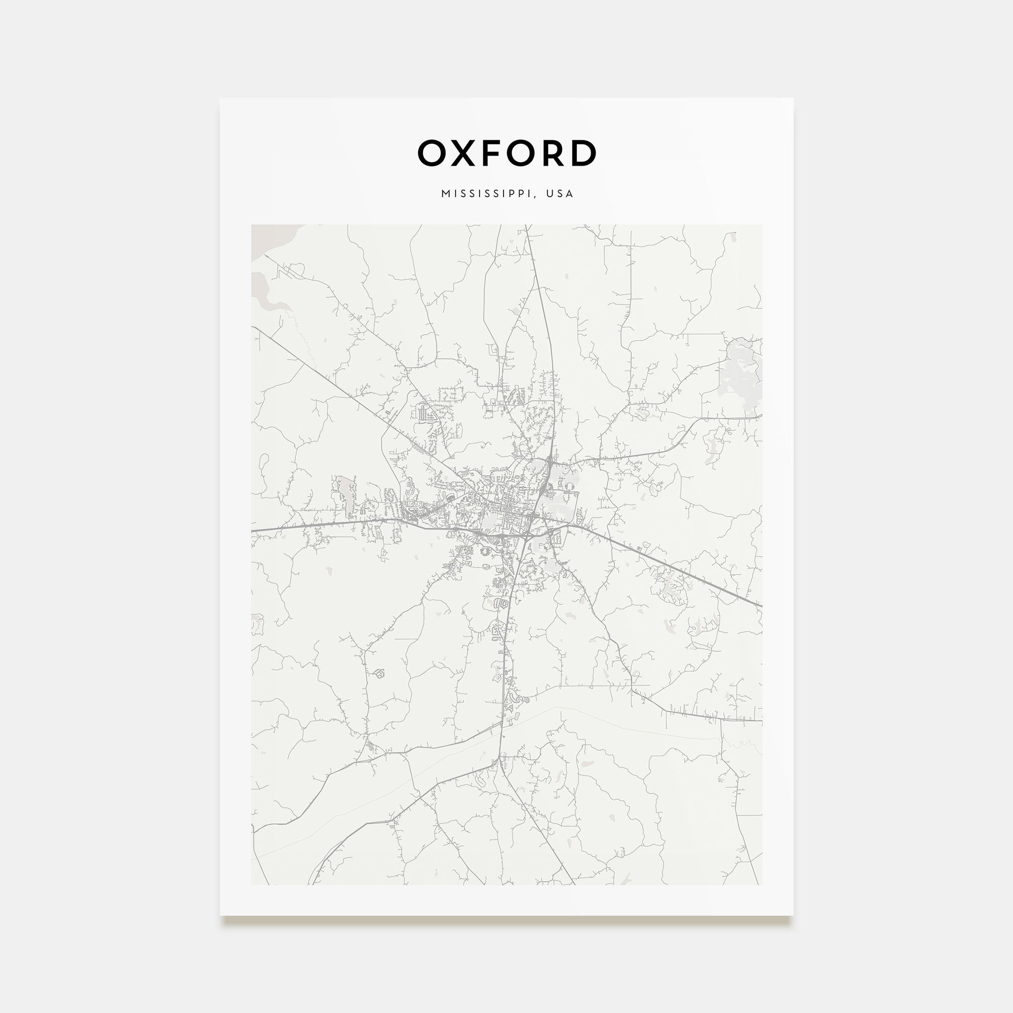 Oxford, Mississippi Map Portrait Poster