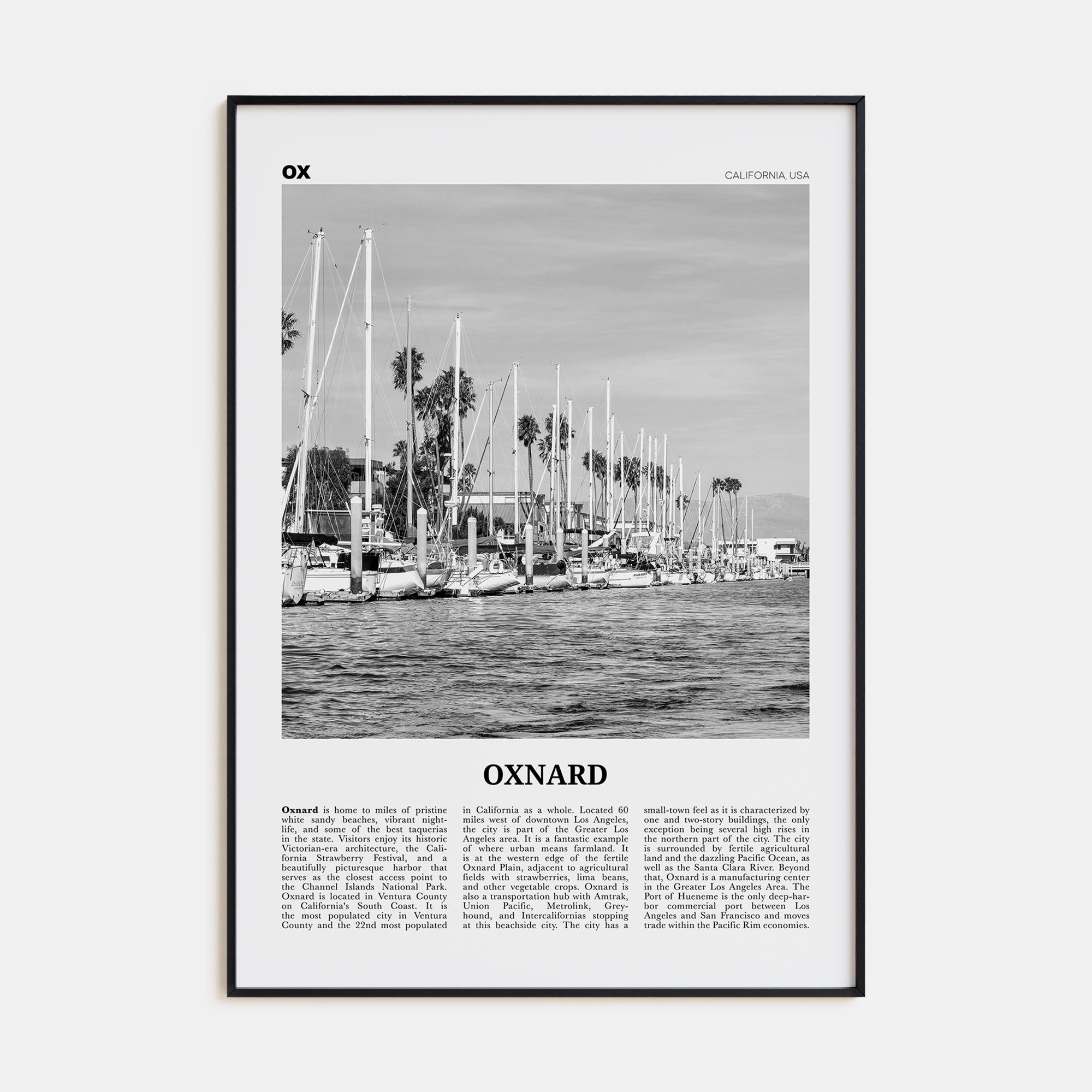 Oxnard Travel B&W Poster