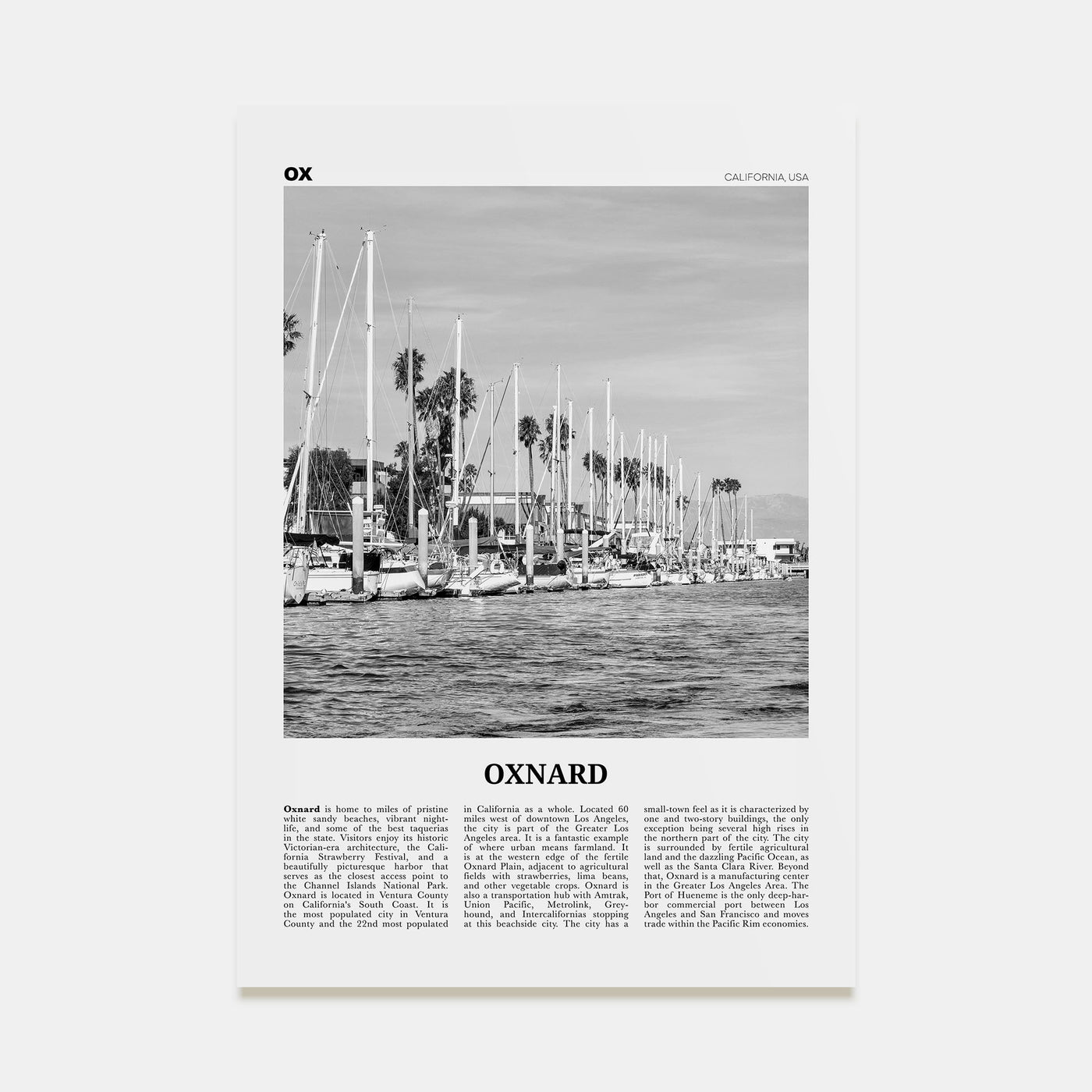 Oxnard Travel B&W Poster