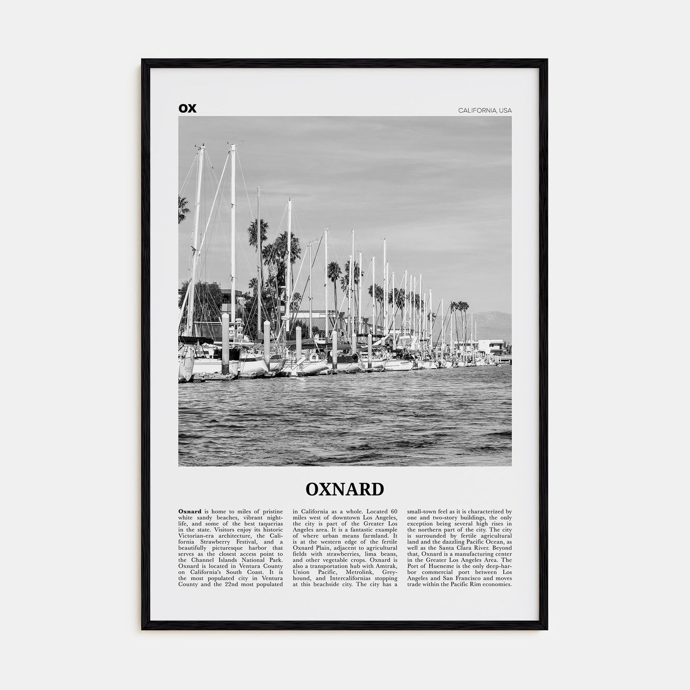 Oxnard Travel B&W Poster