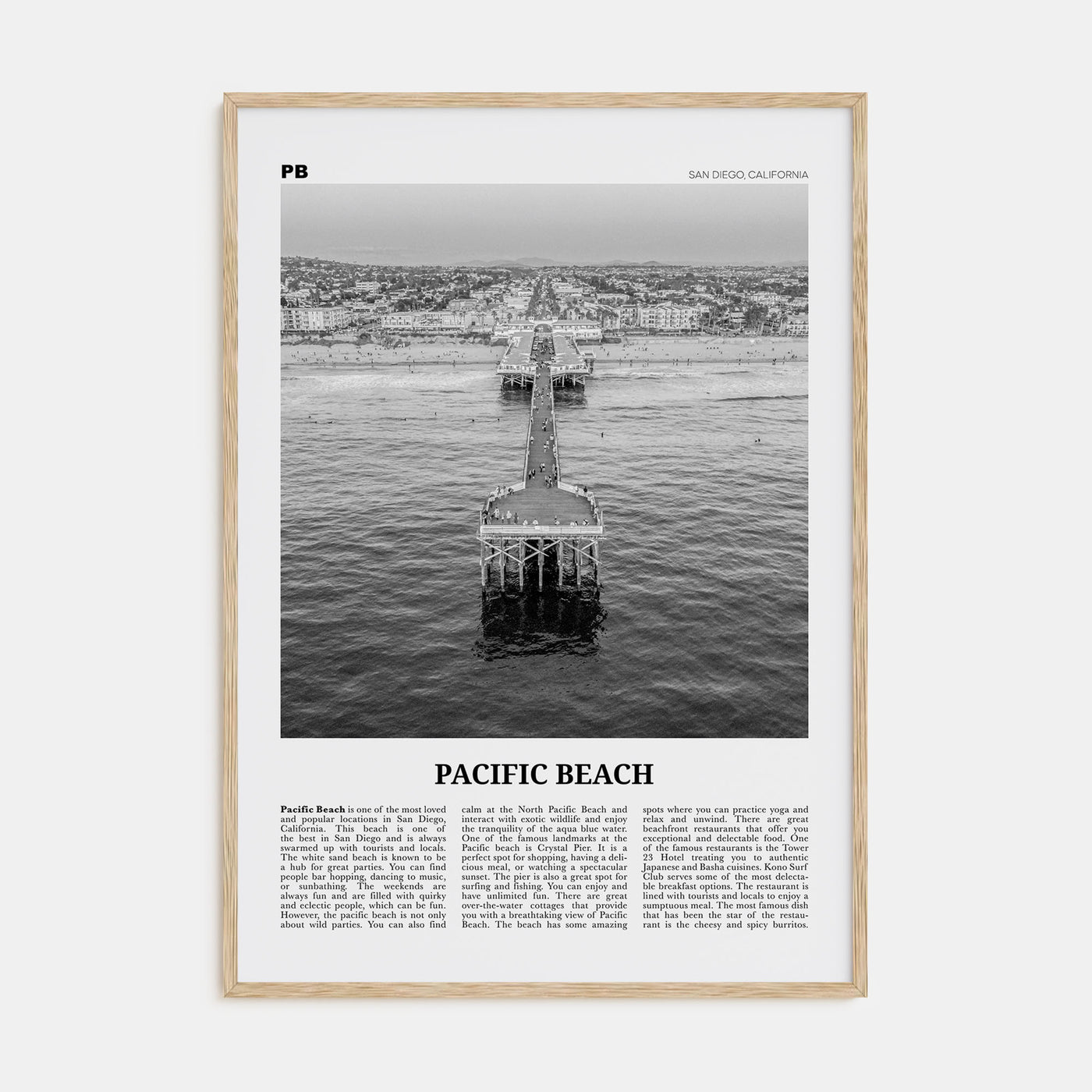 Pacific Beach Travel B&W No 1 Poster