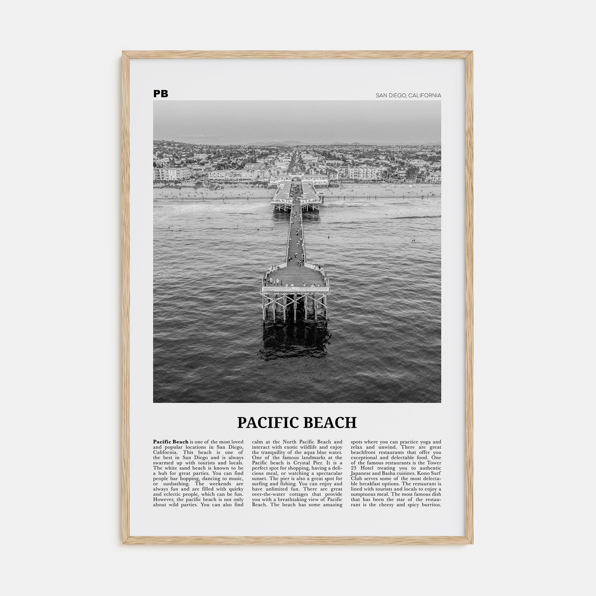 Pacific Beach Travel B&W No 1 Poster