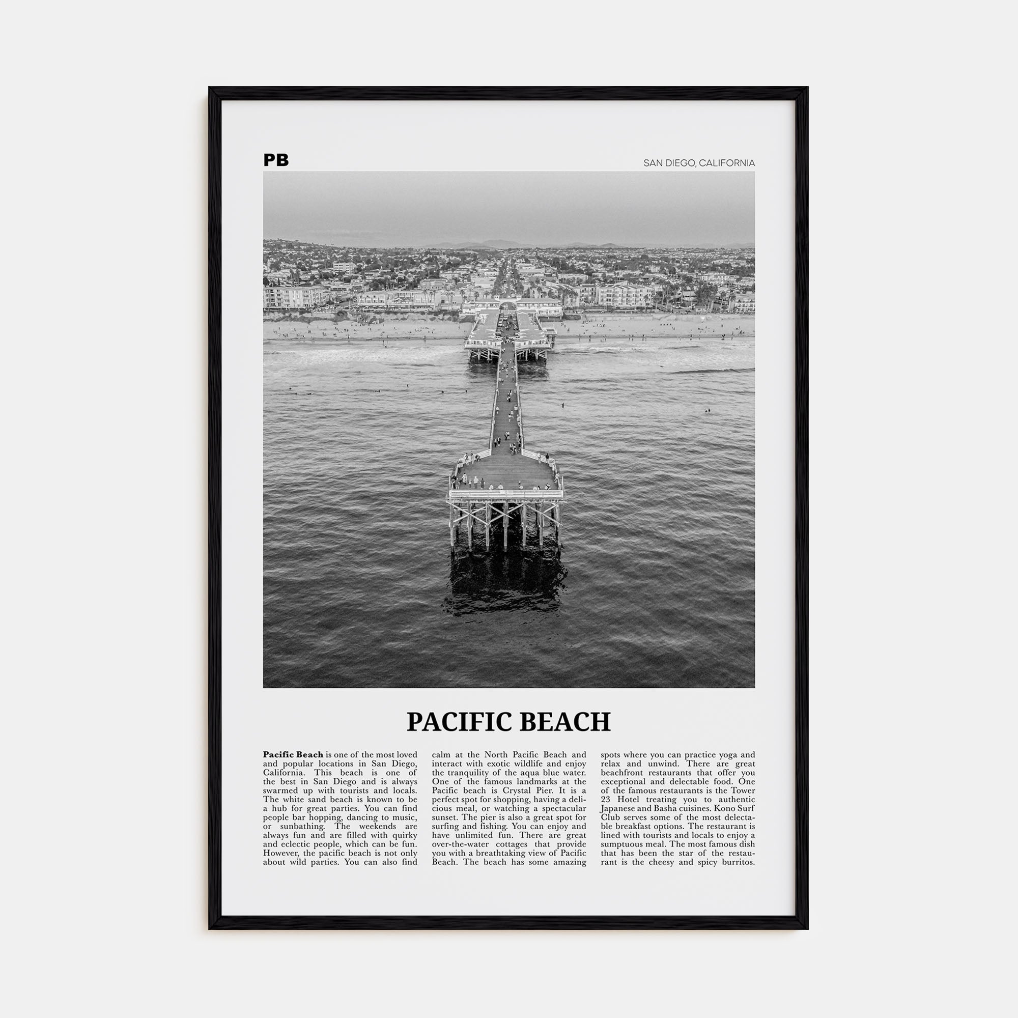 Pacific Beach Travel B&W No 1 Poster