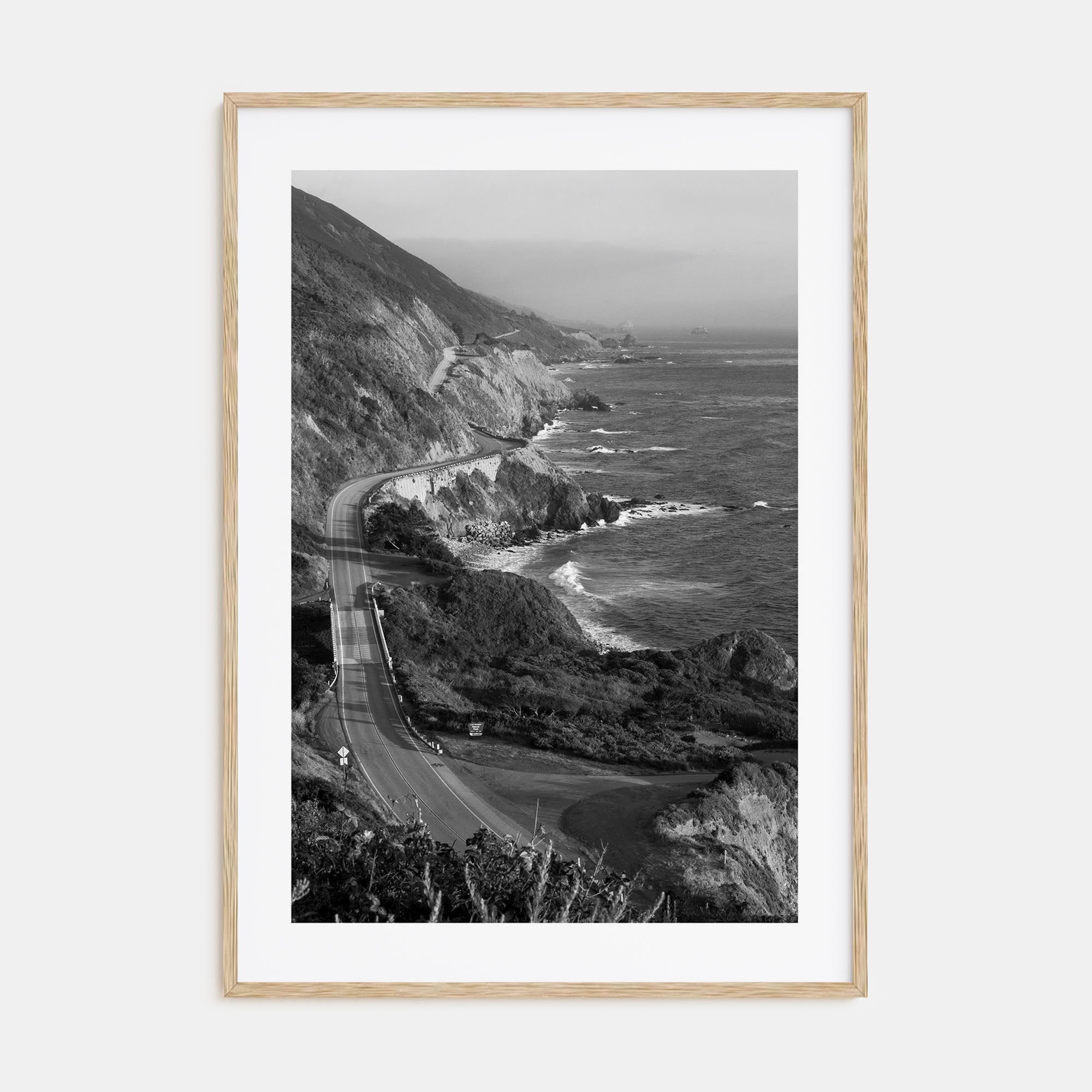Pacific Coast Highway Photo B&W Poster