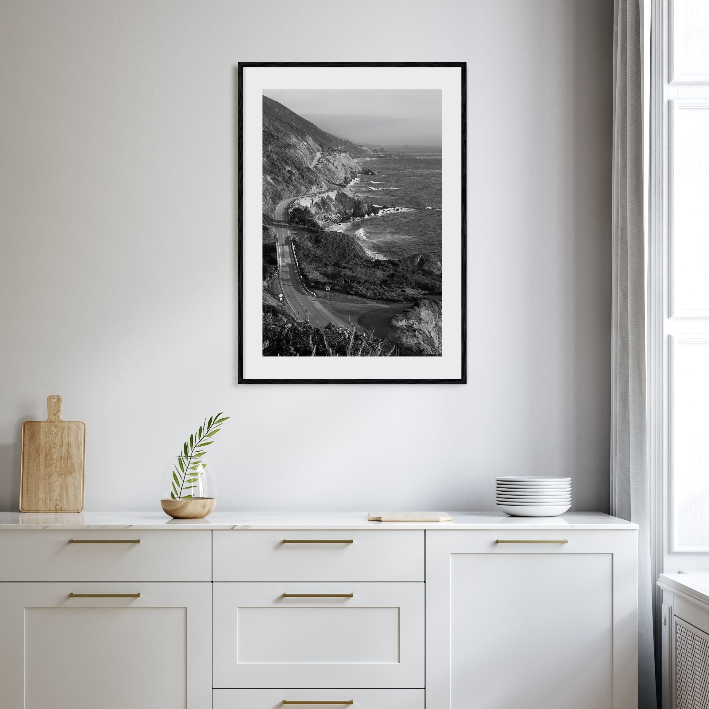 Pacific Coast Highway Photo B&W Poster