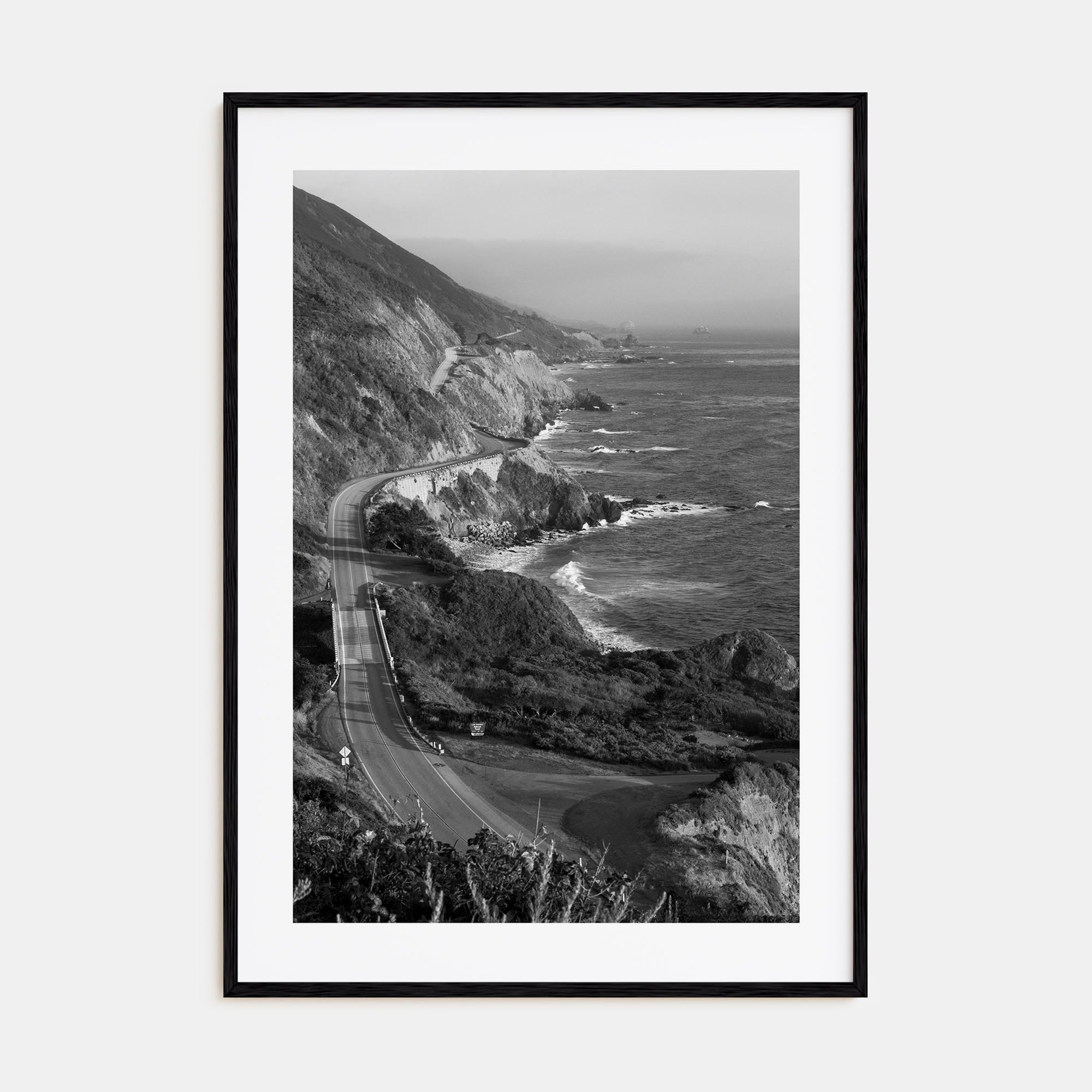 Pacific Coast Highway Photo B&W Poster