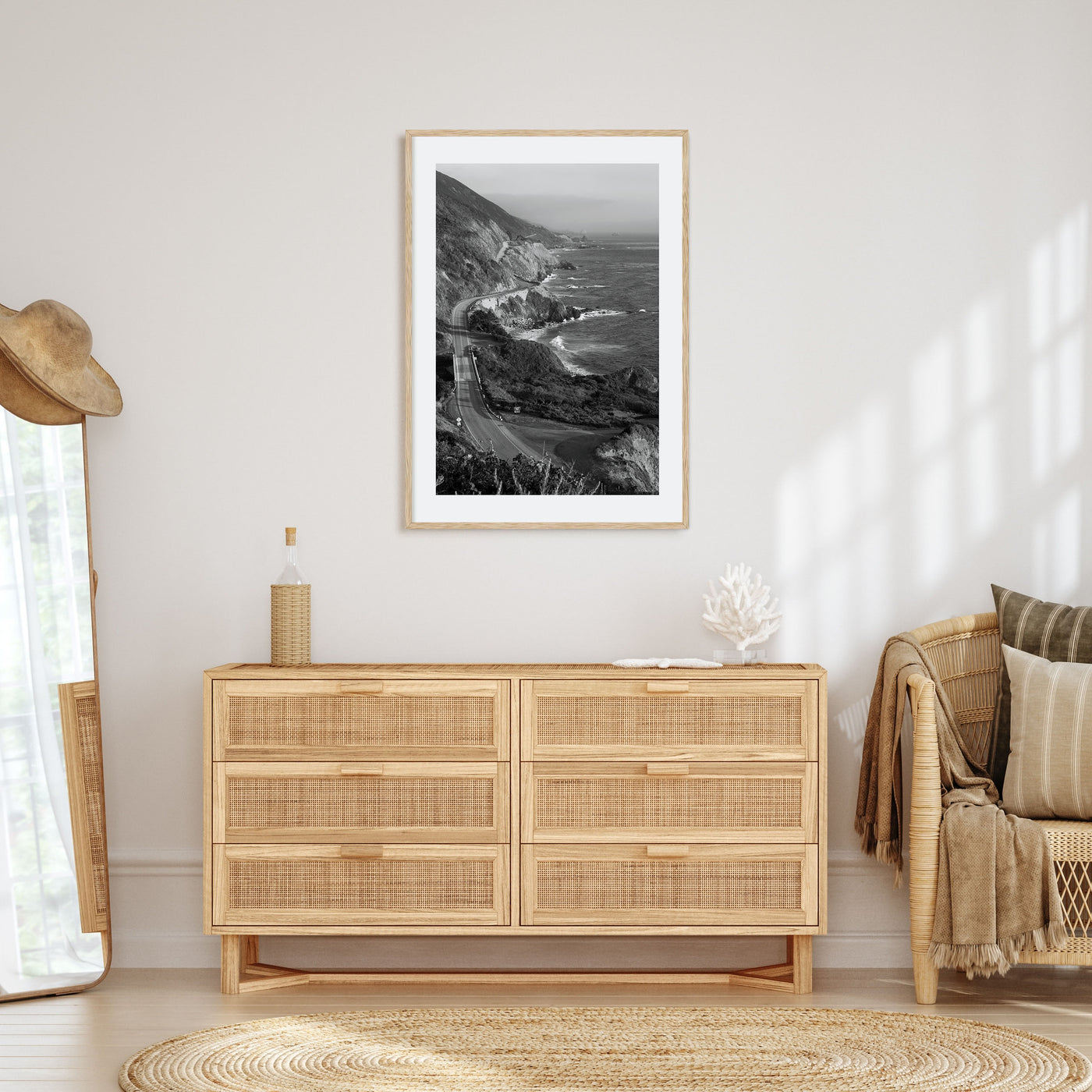 Pacific Coast Highway Photo B&W Poster